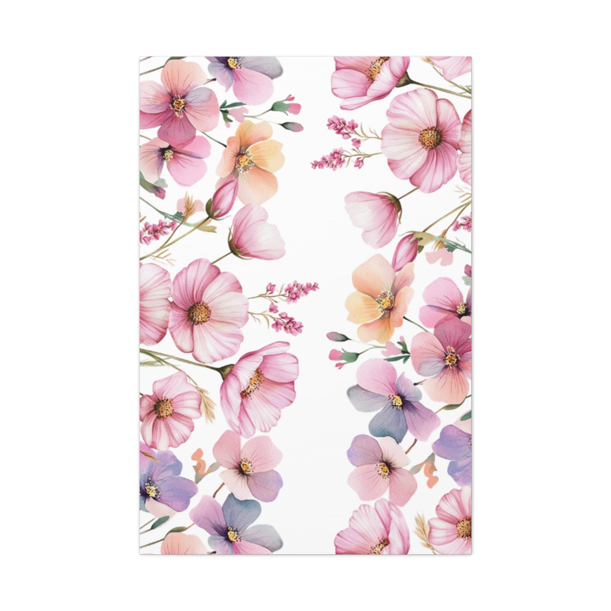 Pastel Floral Matte Canvas Wall Art, Soft Botanical Print, Modern Home Decor, Watercolor Flower Artwork, Stretched 1.25" Canvas