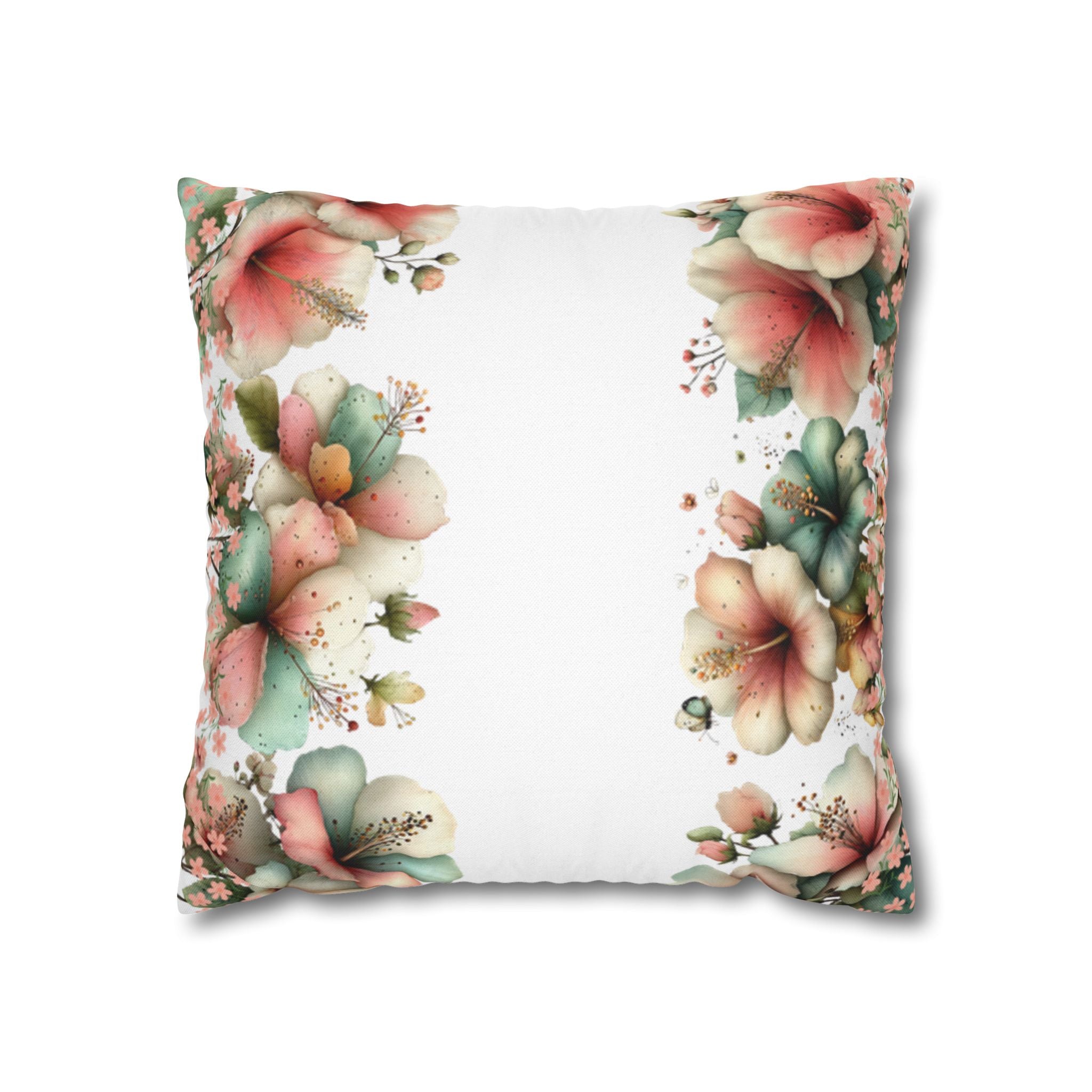 BLUESKYDEZIGN Spring Floral Pillow Cover - Pastel Pink Peach Botanical Decor
