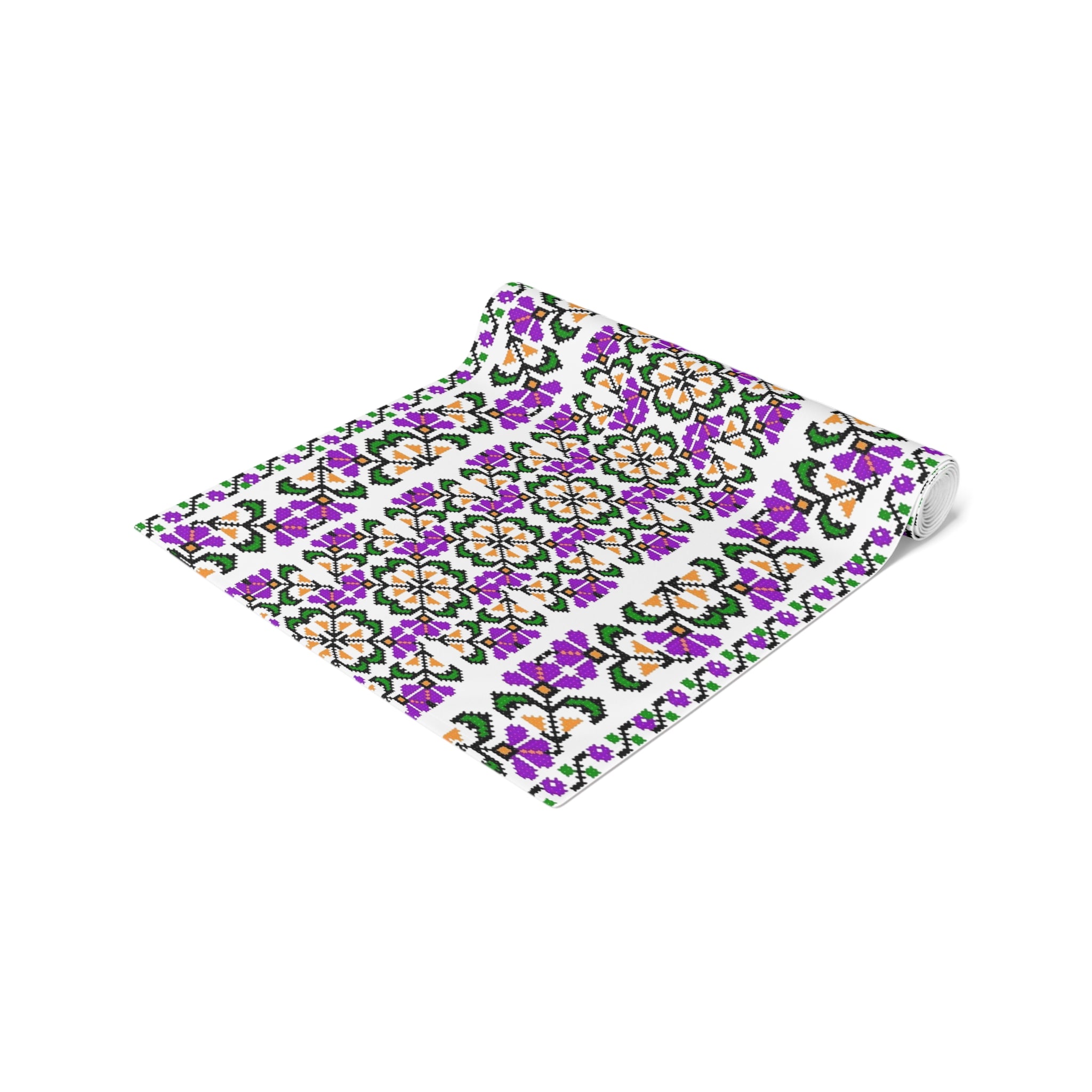 Blooming Hope Table Runner – Ukrainian Floral Mosaic, Cotton or Polyester