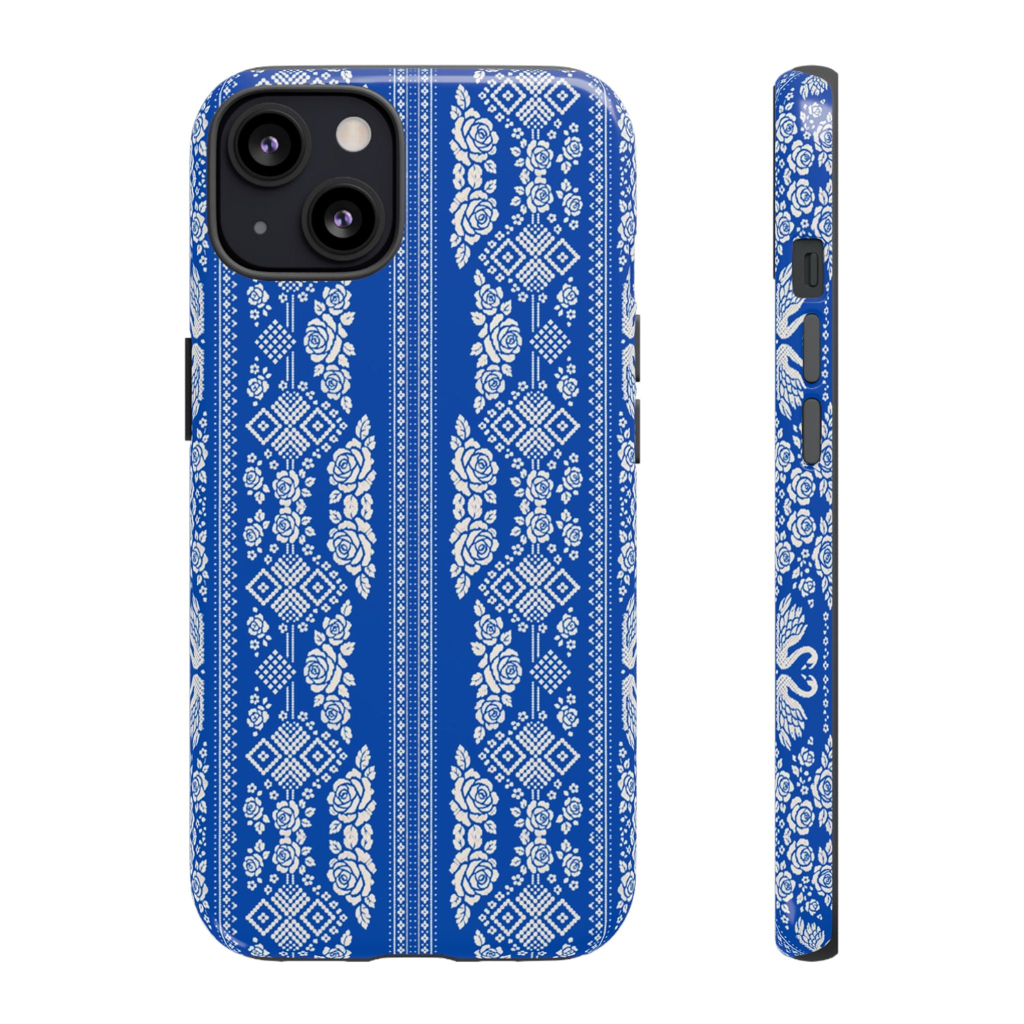 Wedding Swans Phone Case Blue  White Elegant Protective Cover, Tough Cases, Protective Folk Art Cover for iPhone  Samsung