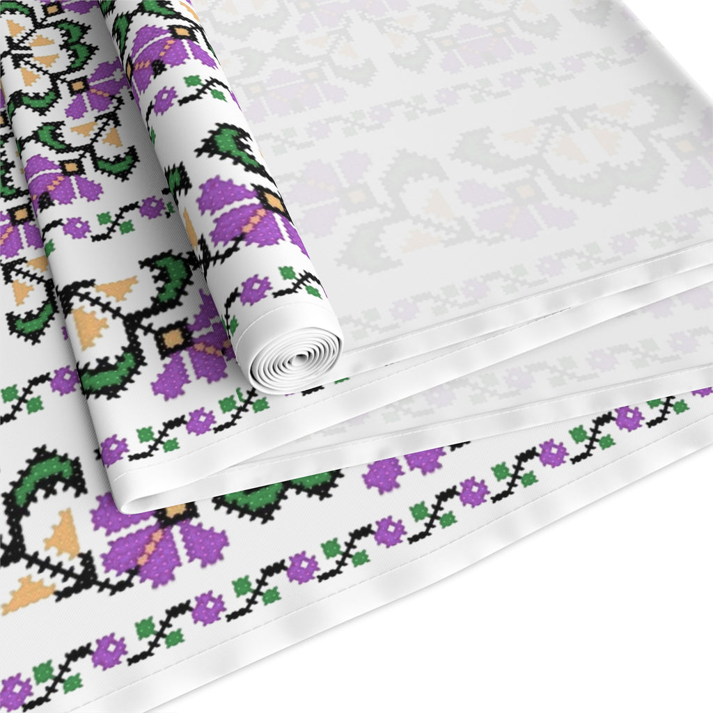 BLUESKYDEZIGN Ukrainian Purple Floral Table Runner