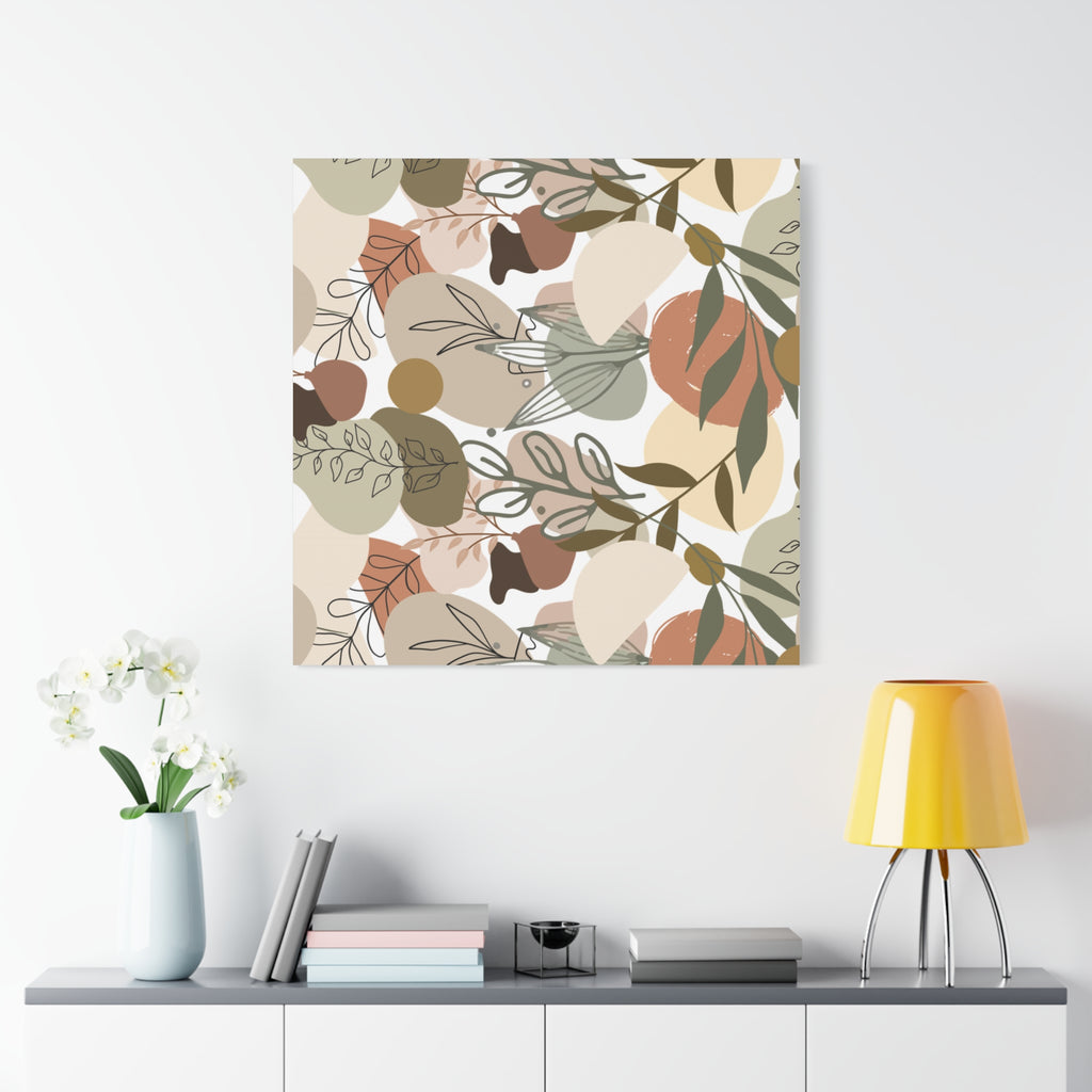 Abstract Modern Botanical Wall Art, Minimalist Line Art Canvas, Neutral Aesthetic Home Decor Print for Living Room or Bedroom, Matte Print, Stretched 1.25" Ready to Hang