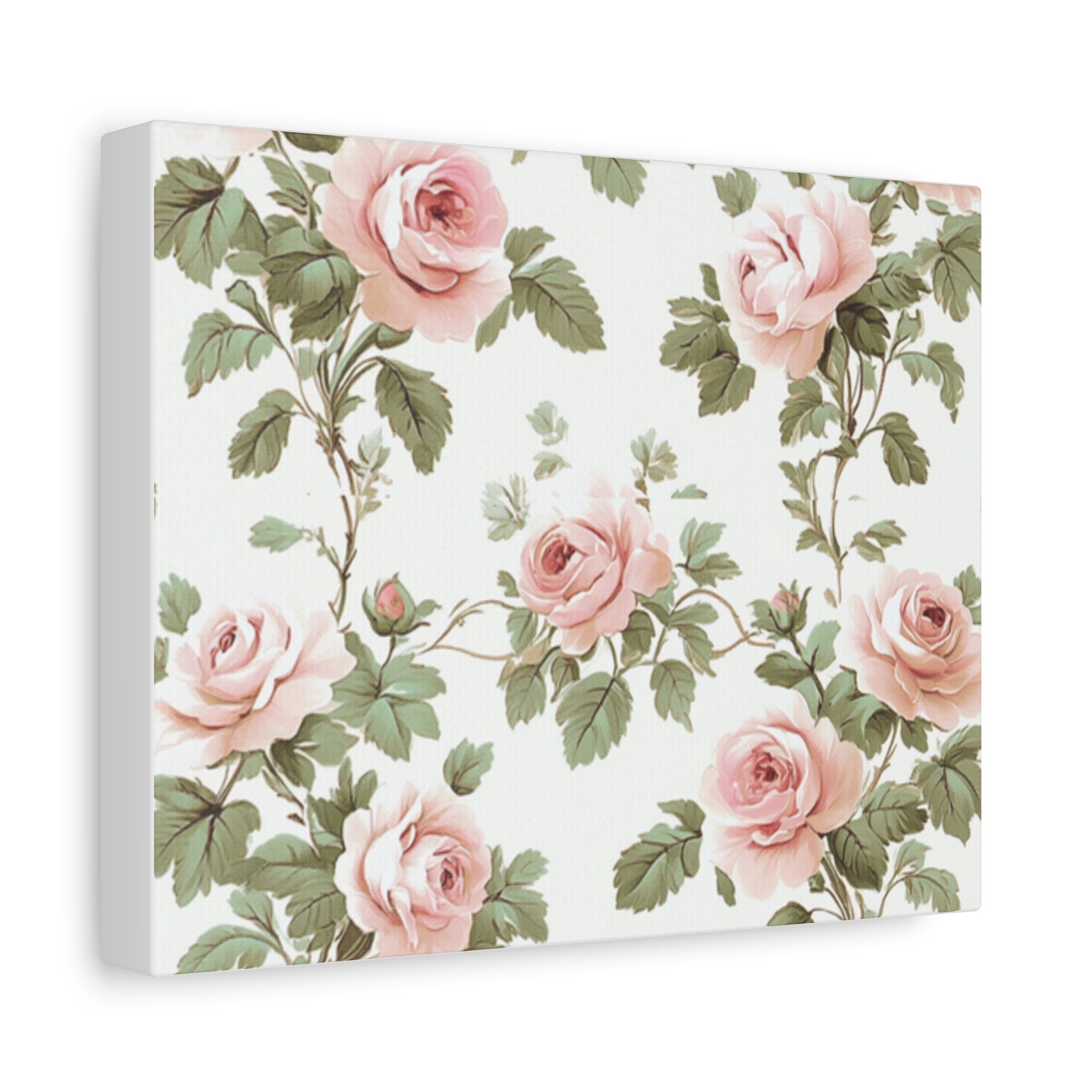 Vintage Pink Rose Matte Canvas Wall Art, Botanical Floral Print, Romantic Cottagecore Home Decor, Stretched 1.25" Canvas