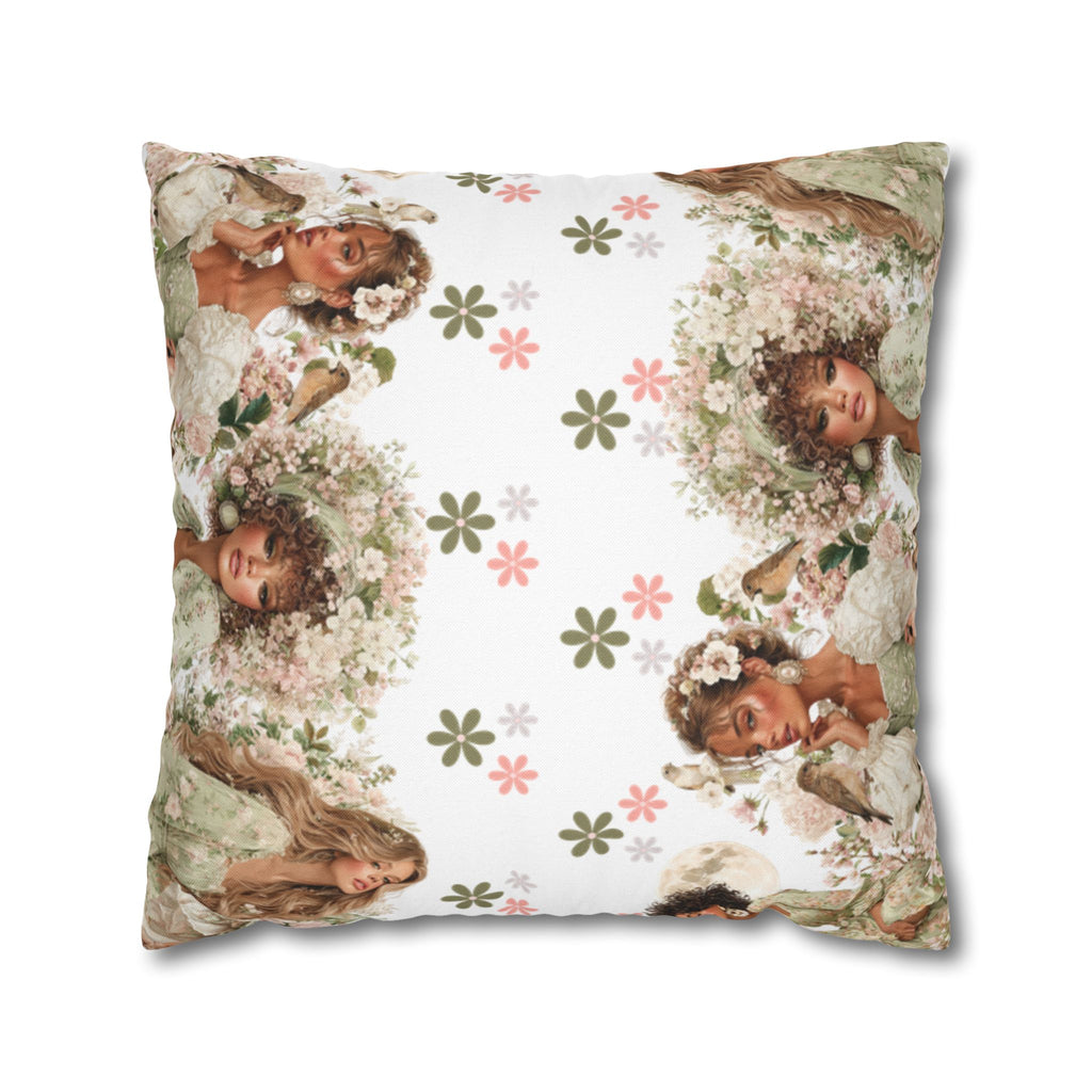 Afrocentric Floral Pillowcase 1piece, Artistic Women Illustration Cushion Covers, 4 Sizes, Modern Boho Throw Pillow Case, Art Decor