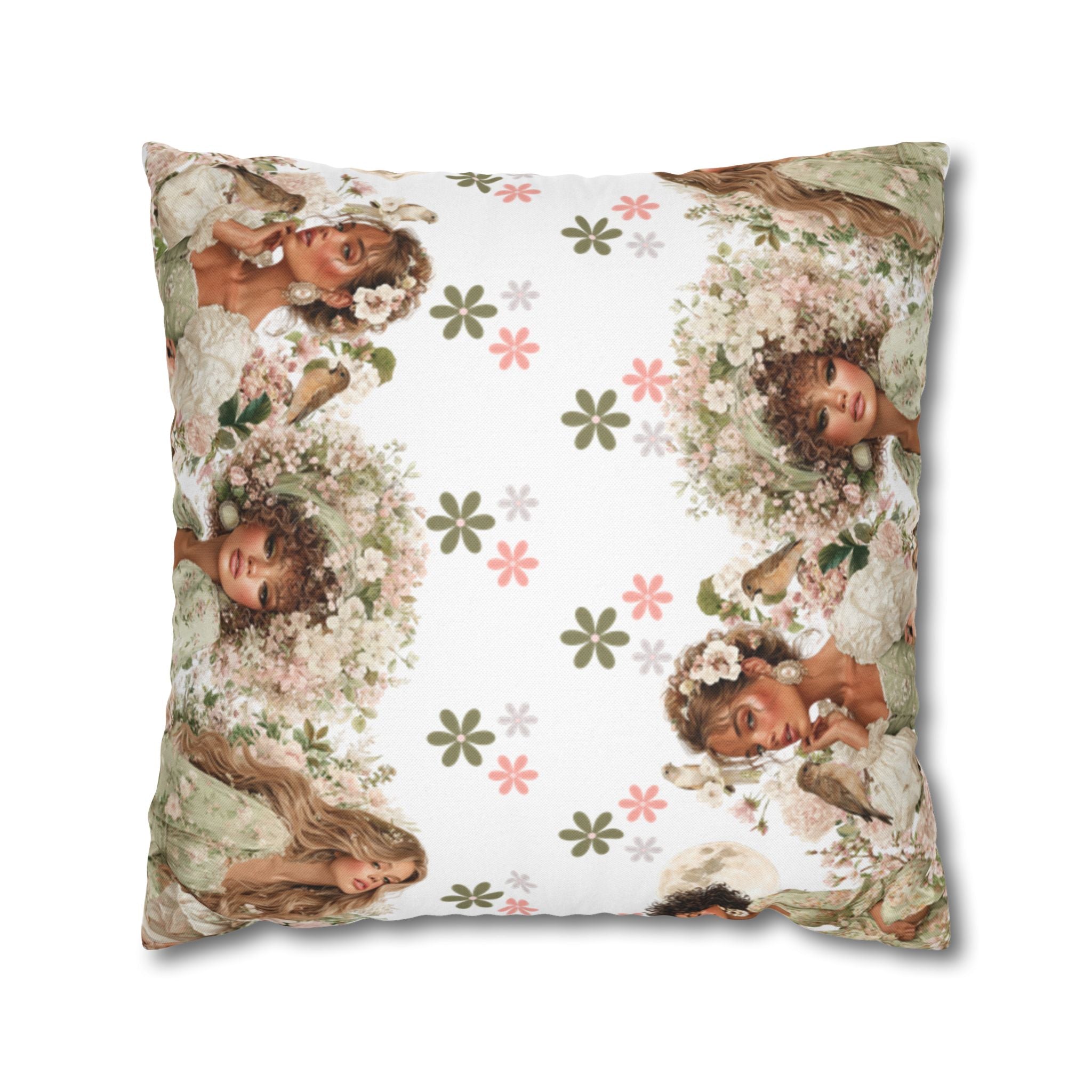 Afrocentric Floral Pillowcase 1piece, Artistic Women Illustration Cushion Covers, 4 Sizes, Modern Boho Throw Pillow Case, Art Decor