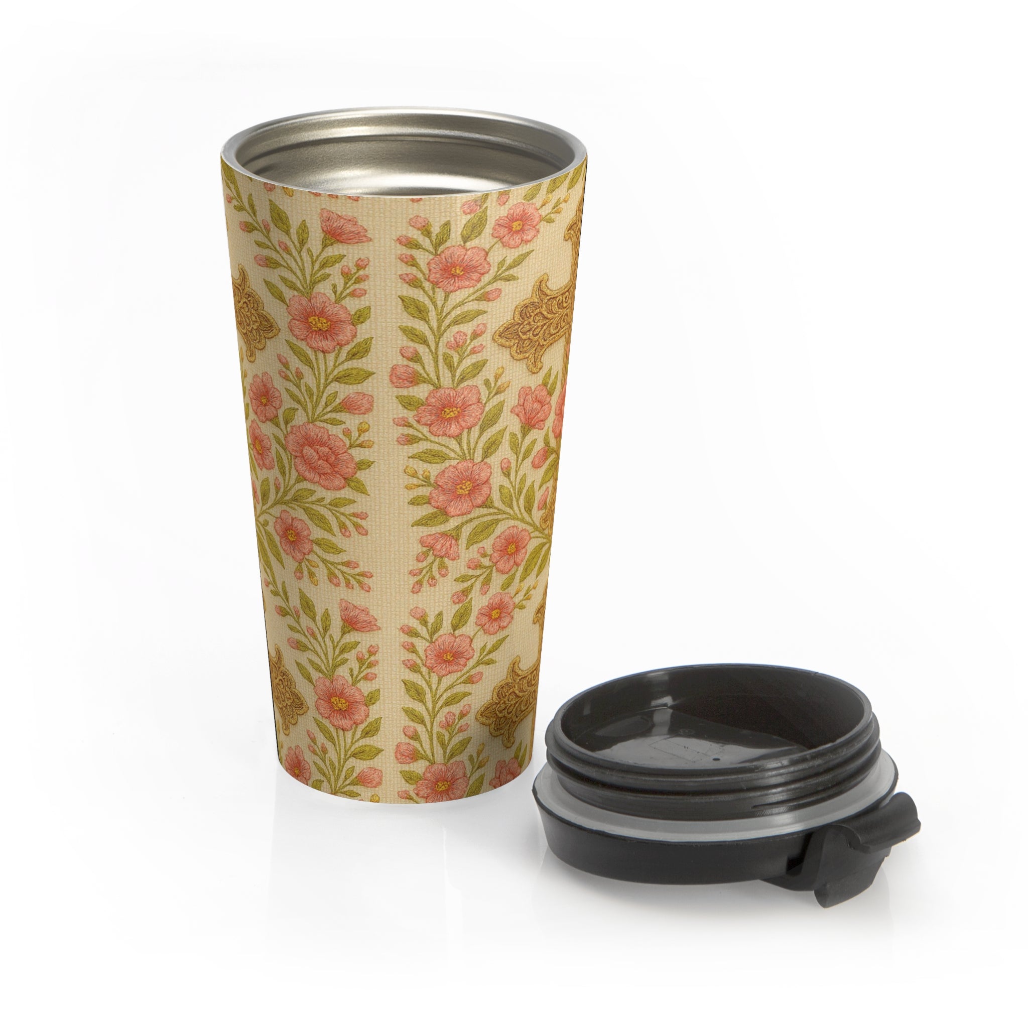 Blessed Home Floral Cross Travel Mug | Vintage Rose Christian Gift for Women | 15oz Insulated Tumbler