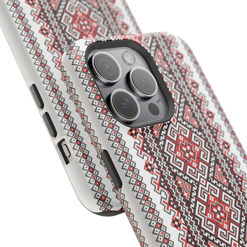 Traditional Ukrainian Red-Black Pattern Phone Case | Magnetic Impact-Resistant Case