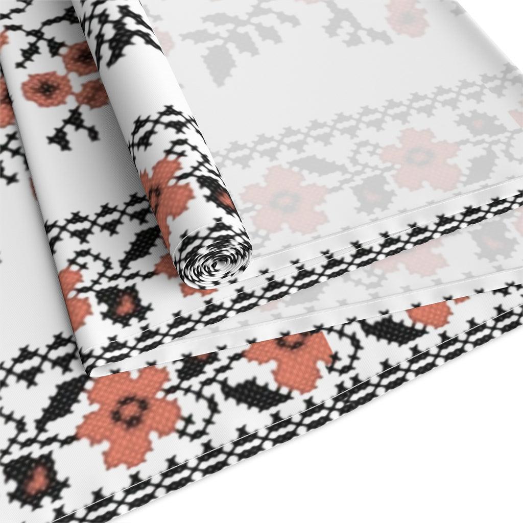 BLUESKYDEZIGN Ukrainian Traditional Table Runner - Red Black Folk Art