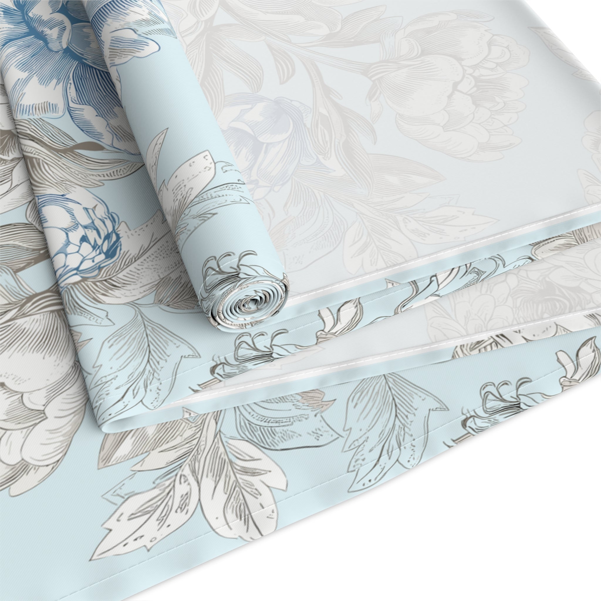 Blue Floral Table Runner, French Country Table Decor, Vintage Cottage Style Table Linen, Shabby Chic Dining Decor, housewarming, cottagecore