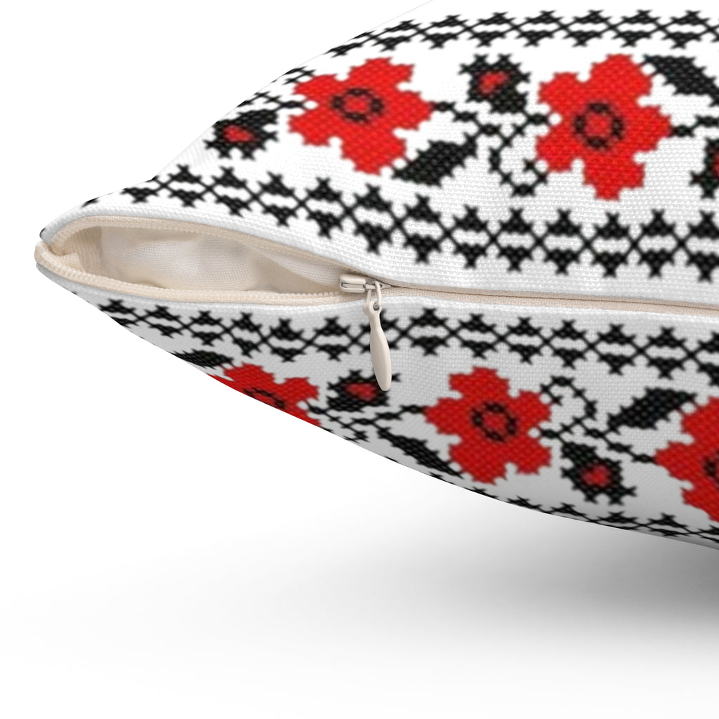 BLUESKYDEZIGN Ukrainian Red Black Folk Embroidery Pillow - Heritage Decor