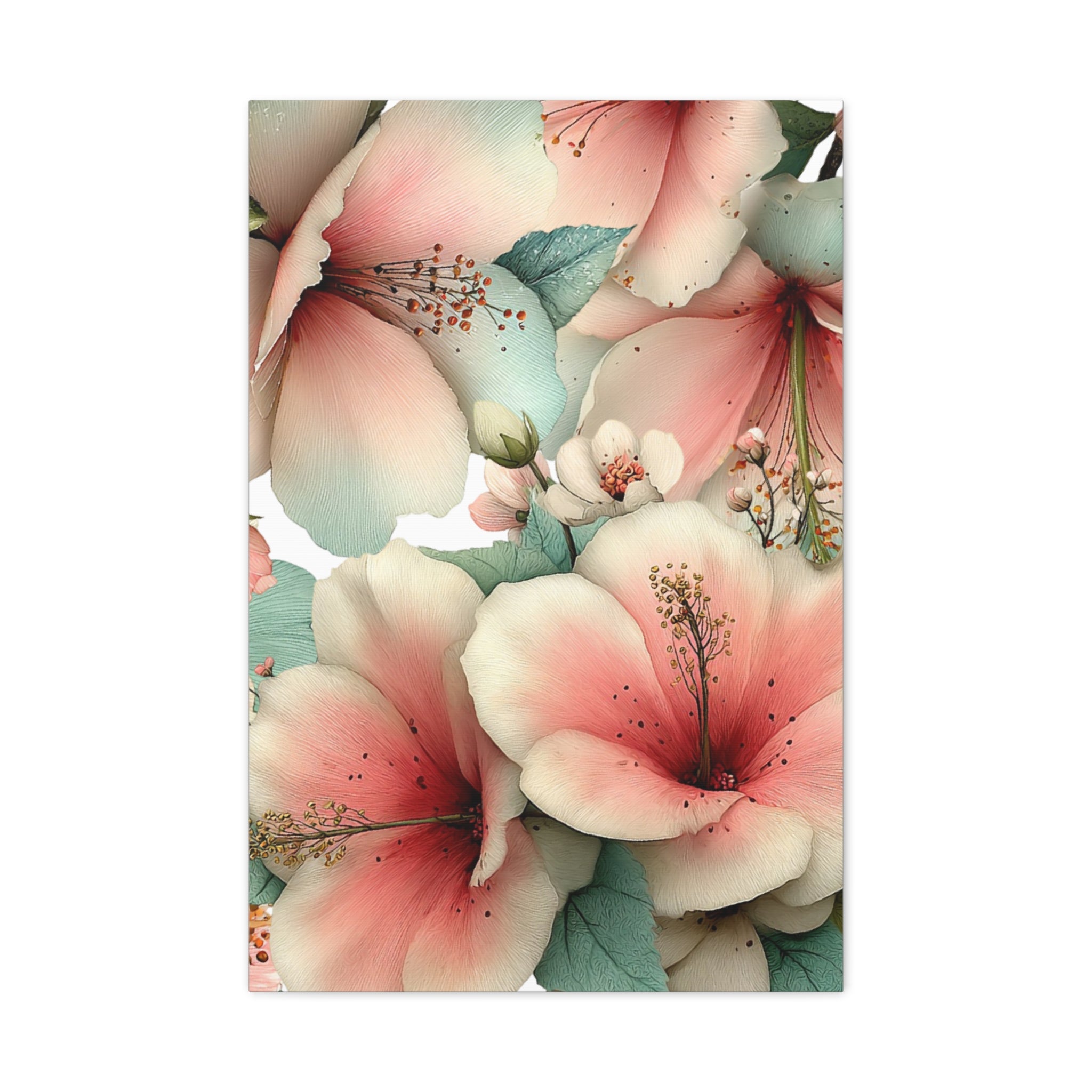 Pastel Floral Matte Canvas Wall Art, Soft Botanical Print, Modern Home Decor, Watercolor Flower Artwork, Stretched 1.25" Canvas