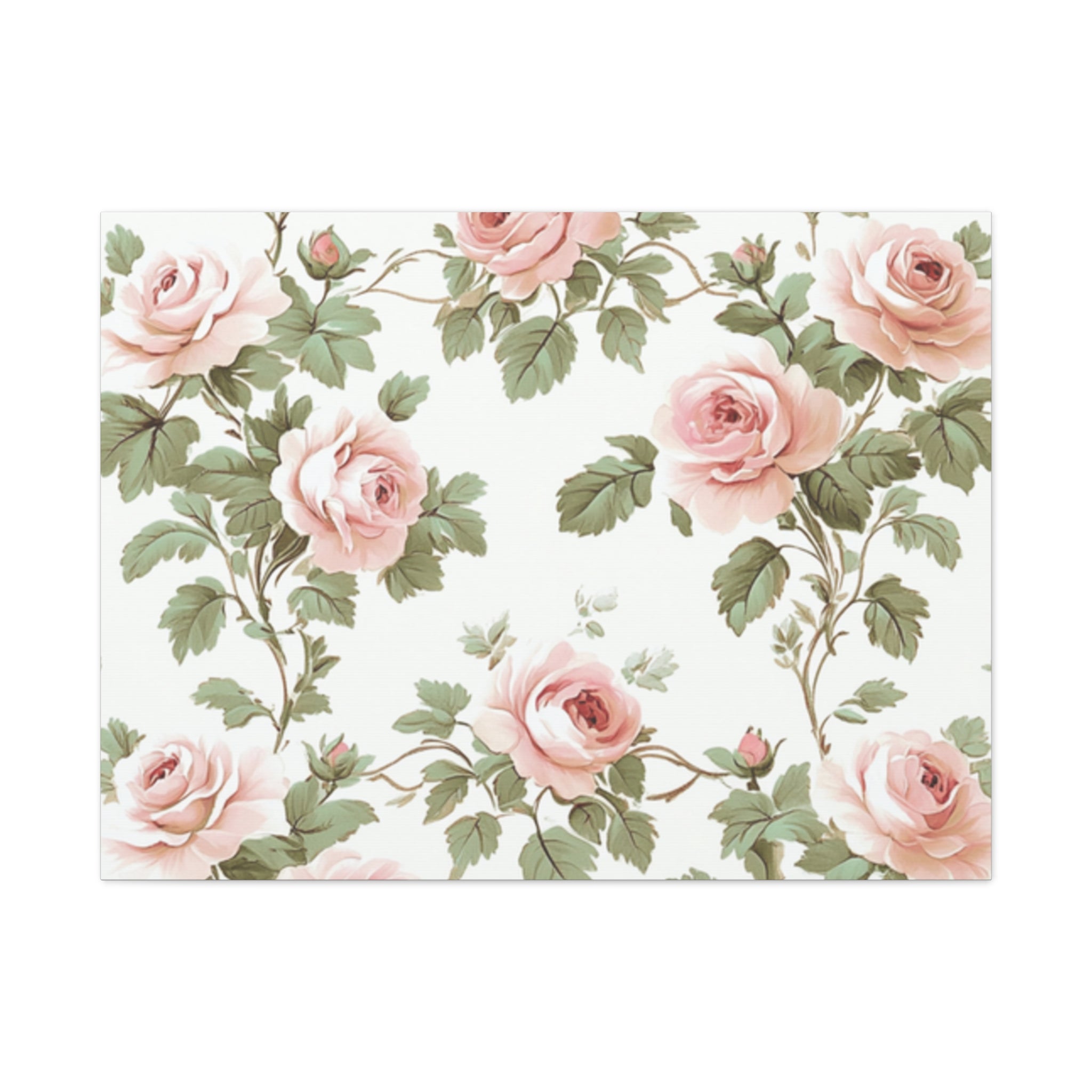 Vintage Pink Rose Matte Canvas Wall Art, Botanical Floral Print, Romantic Cottagecore Home Decor, Stretched 1.25" Canvas
