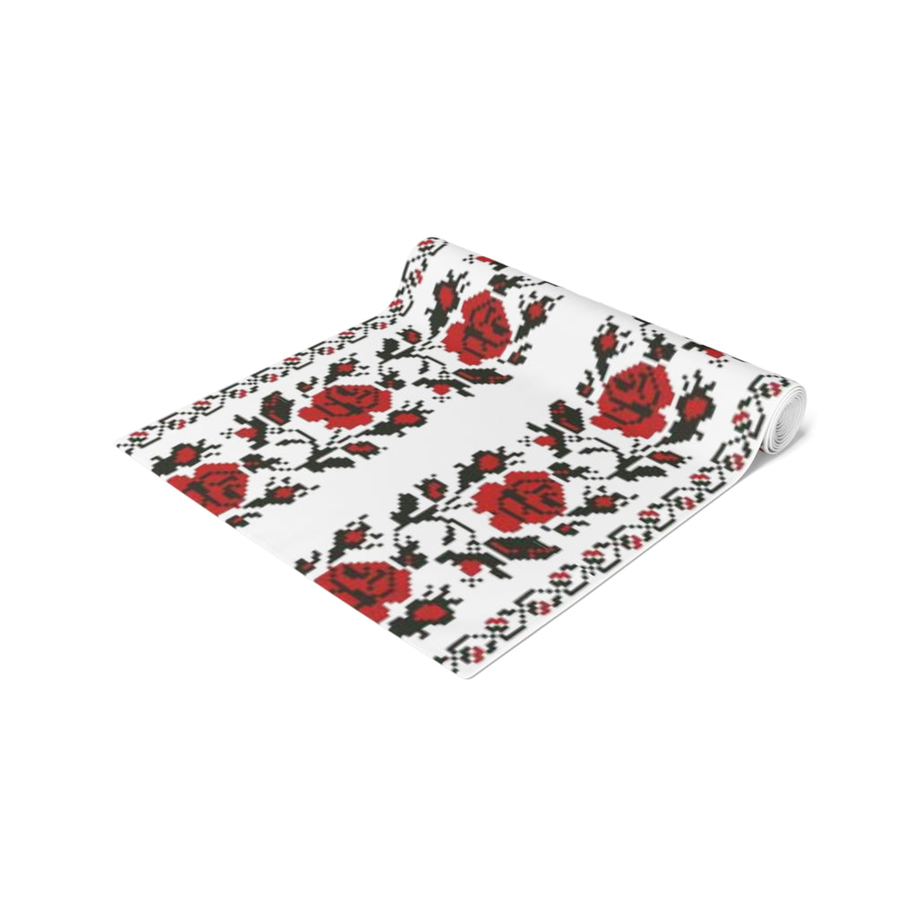 BLUESKYDEZIGN Ukrainian Traditional Table Runner - Red Black Heritage Decor