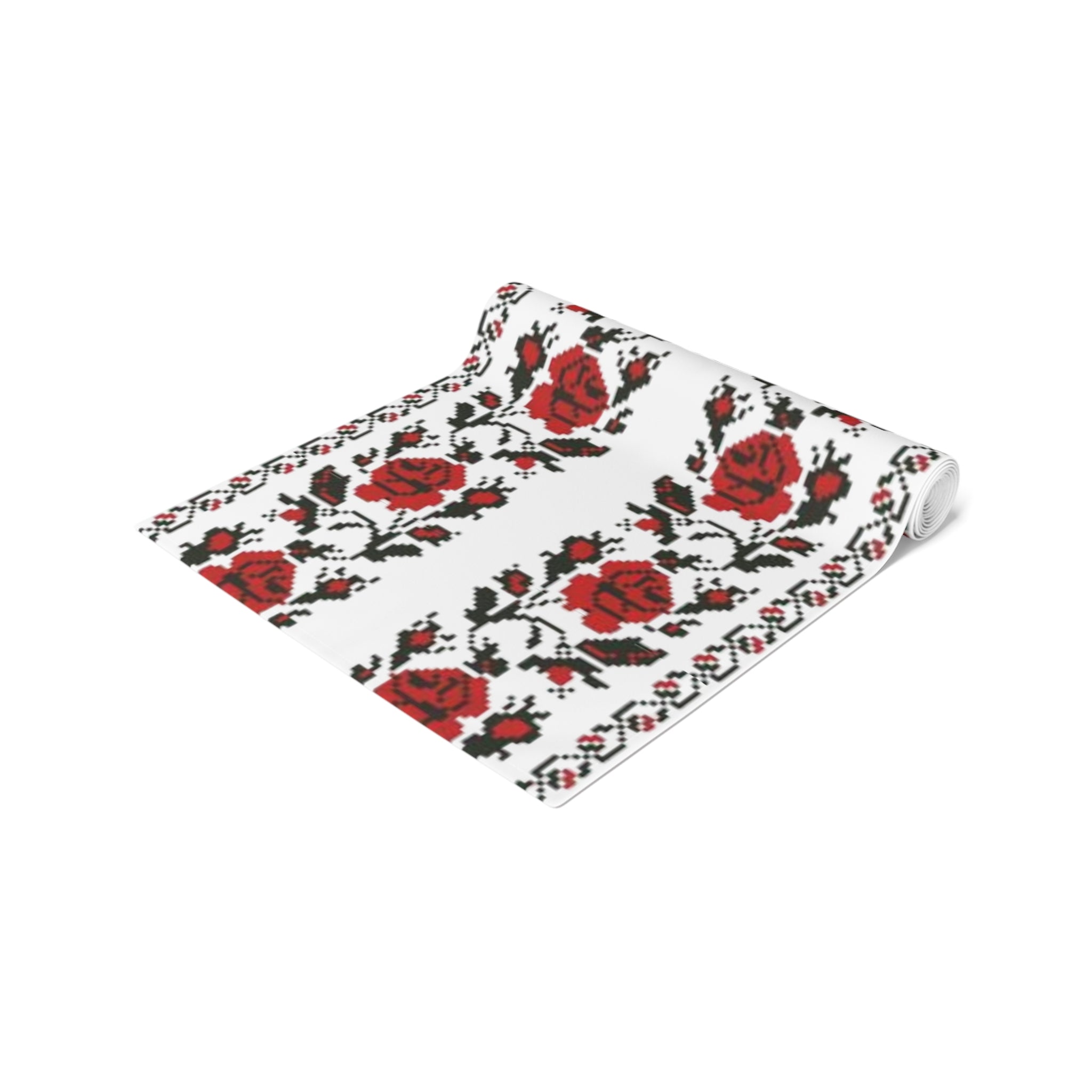BLUESKYDEZIGN Ukrainian Traditional Table Runner - Red Black Heritage Decor