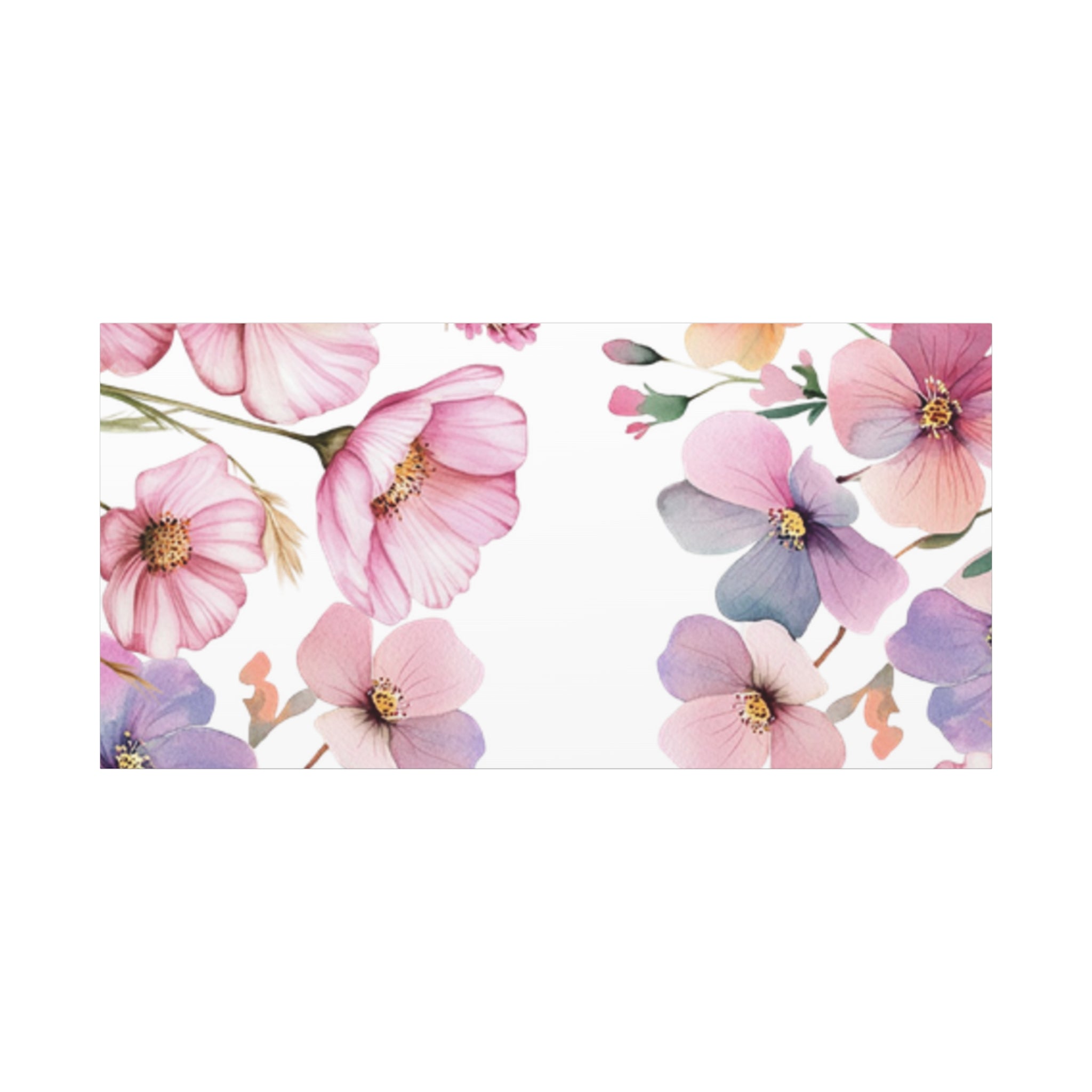 Pastel Floral Matte Canvas Wall Art, Soft Botanical Print, Modern Home Decor, Watercolor Flower Artwork, Stretched 1.25" Canvas