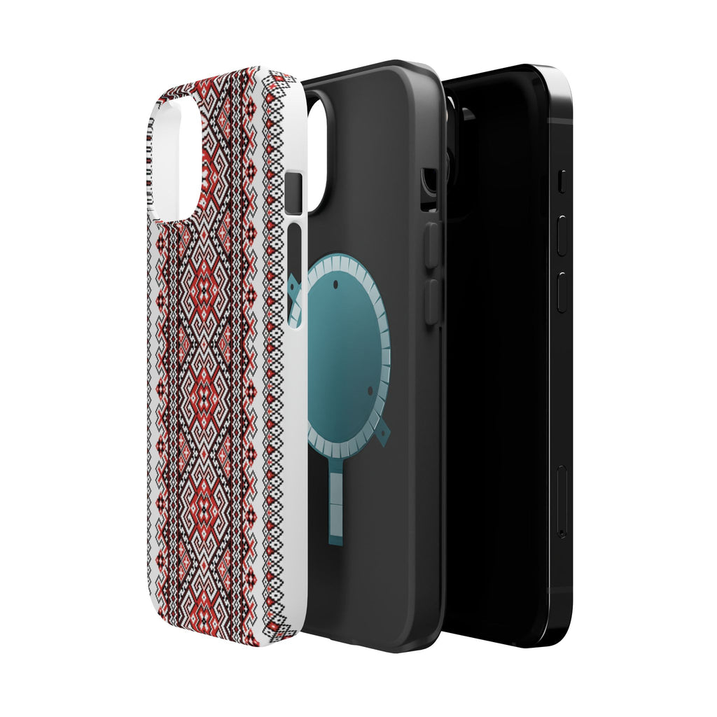 Traditional Ukrainian Red-Black Pattern Phone Case | Magnetic Impact-Resistant Case