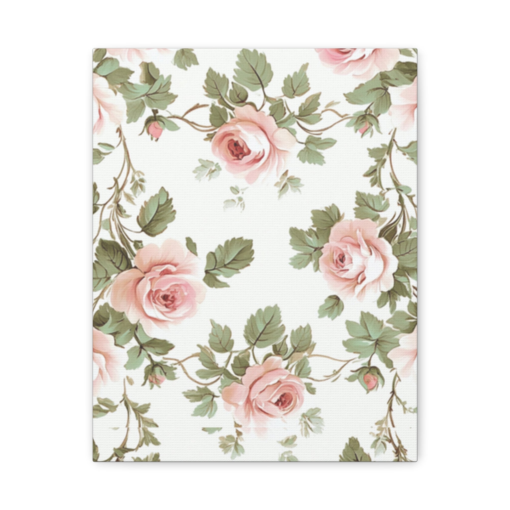 Vintage Pink Rose Matte Canvas Wall Art, Botanical Floral Print, Romantic Cottagecore Home Decor, Stretched 1.25" Canvas