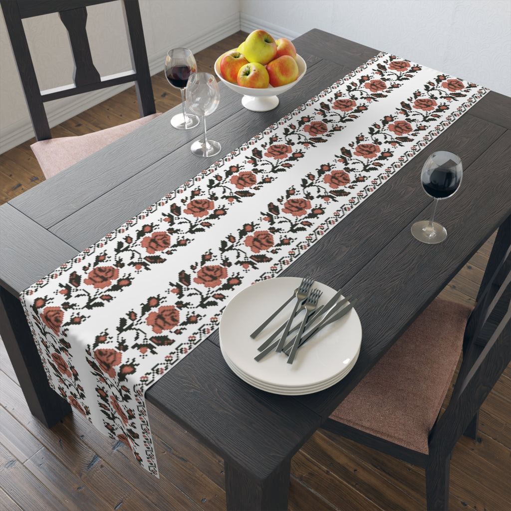 BLUESKYDEZIGN Ukrainian Traditional Table Runner - Red Black Heritage Decor