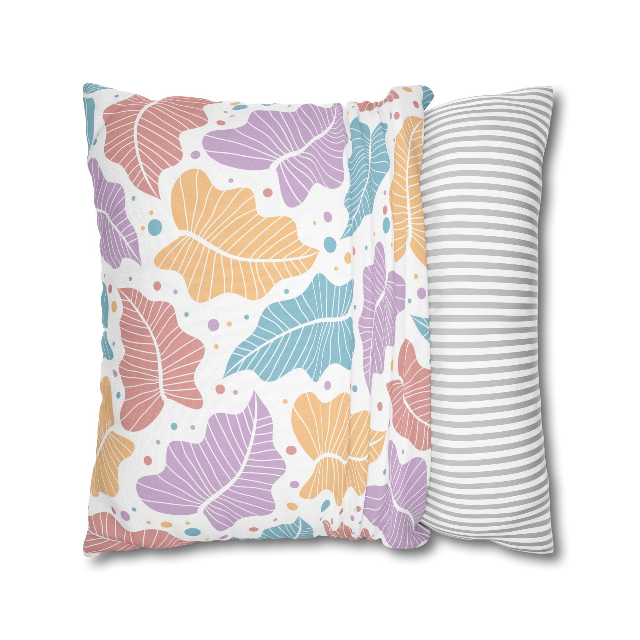 Pastel Leaf Pattern Pillowcase 1piece, Pillow Cover, gift for parents, Square Pillow Case, bedroom, housewarming, cottage core
