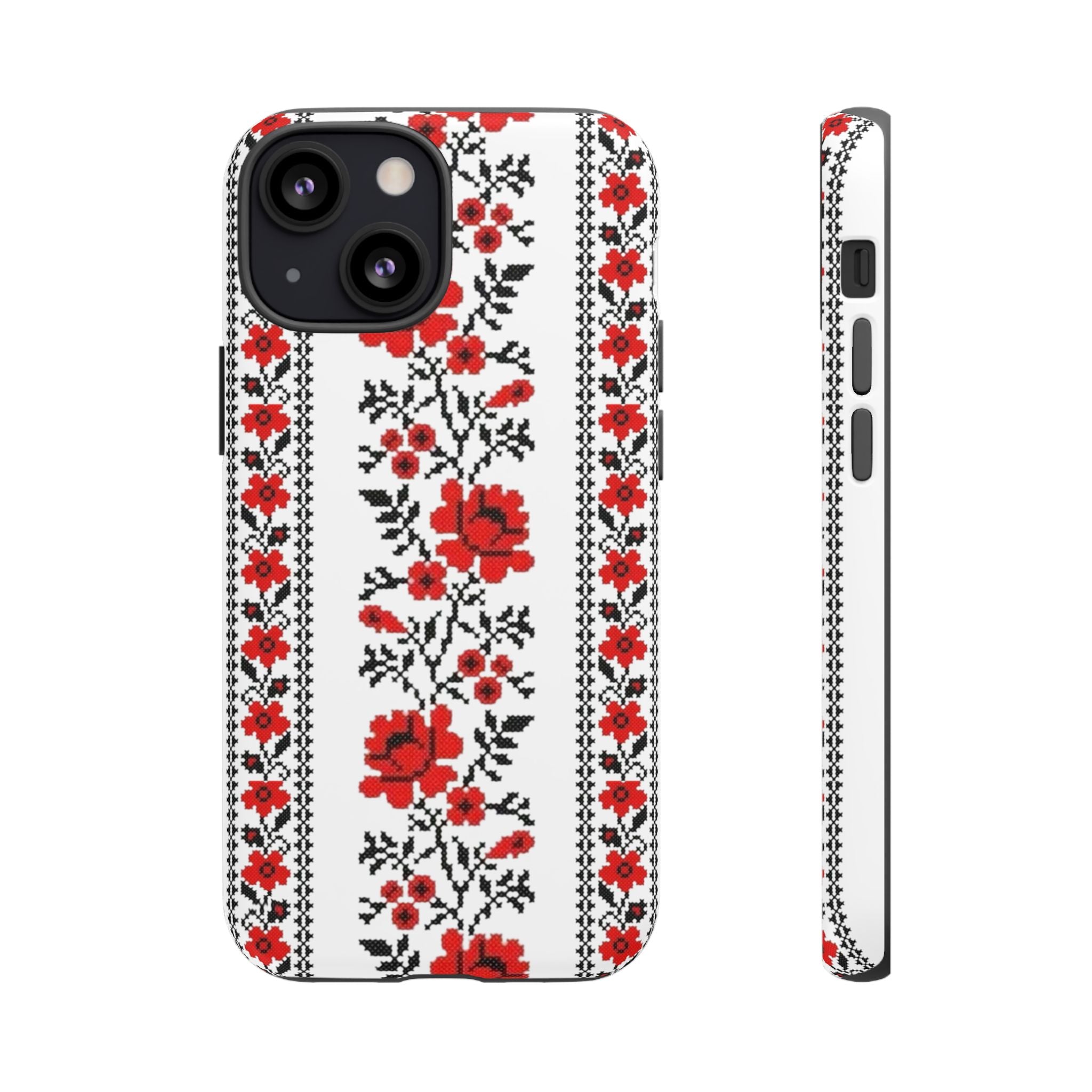 Ukrainian Embroidery iPhone Case  Red Black Traditional Pattern Protective Phone Cover