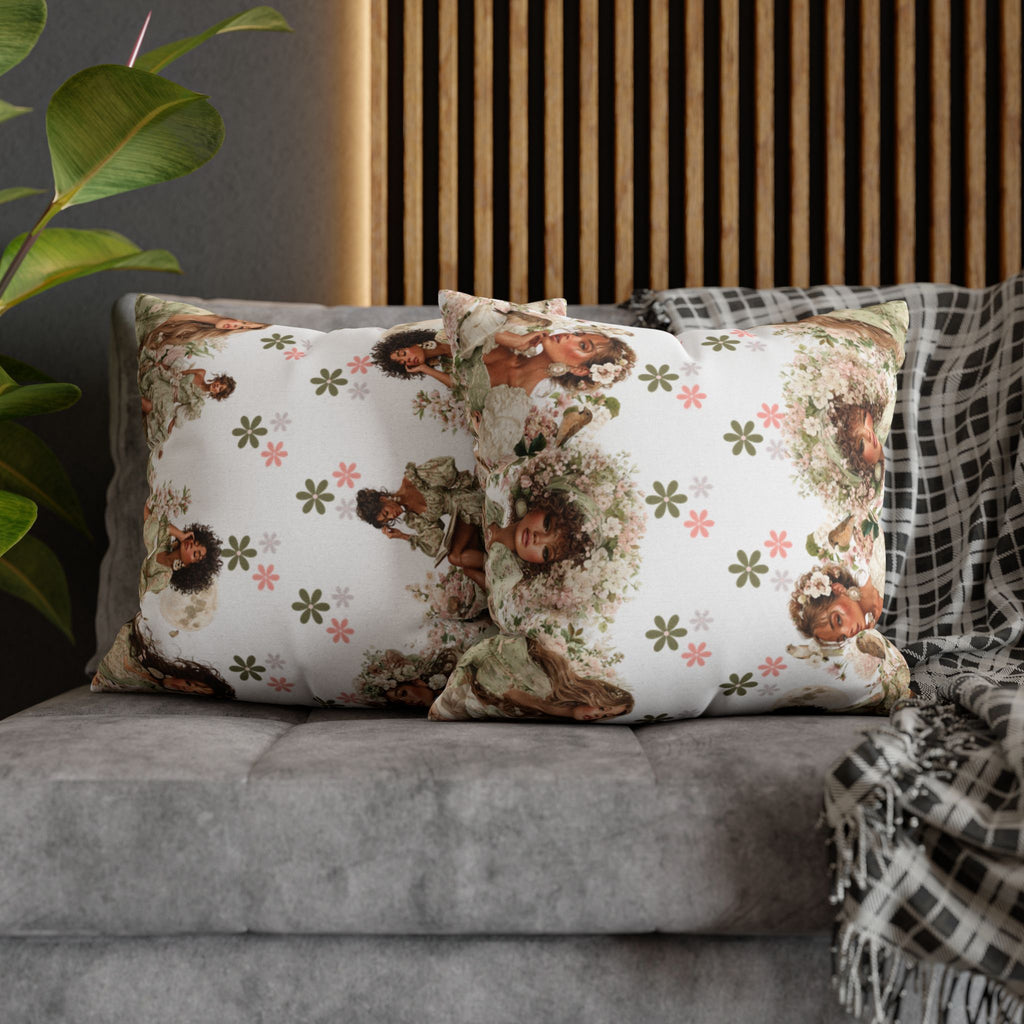 Afrocentric Floral Pillowcase 1piece, Artistic Women Illustration Cushion Covers, 4 Sizes, Modern Boho Throw Pillow Case, Art Decor