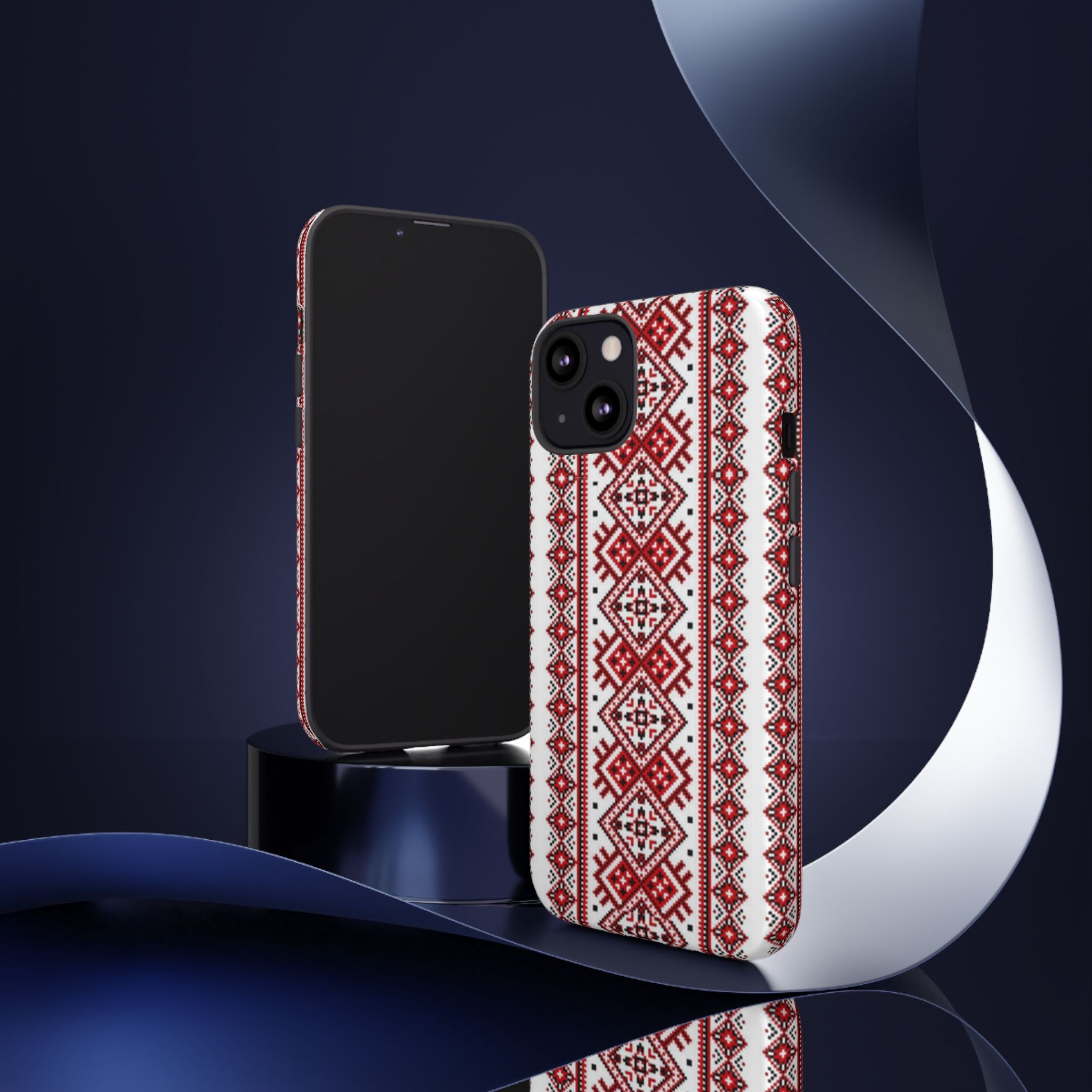 Ukrainian Embroidery iPhone Case  Red Black Traditional Pattern Protective Phone Cover, Gift idea