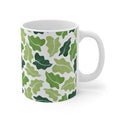 Green Leaf Ceramic Mug 11oz - Botanical Nature Coffee Cup, Plant Lover Gift, Microwave Safe Drinkware