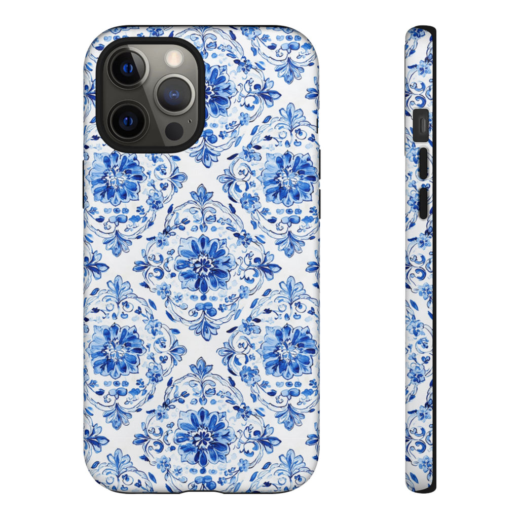 Blue Floral Tile Phone Case | Tough Case