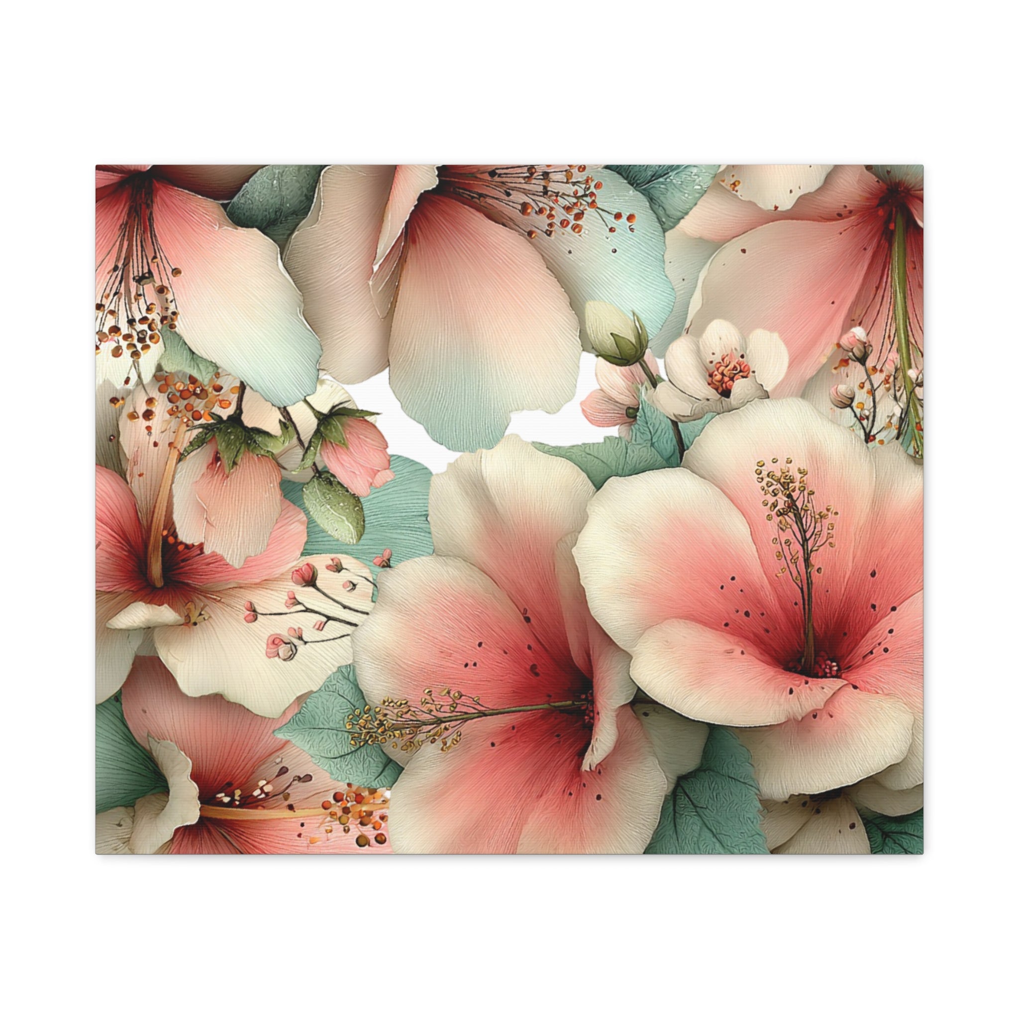 Pastel Floral Matte Canvas Wall Art, Soft Botanical Print, Modern Home Decor, Watercolor Flower Artwork, Stretched 1.25" Canvas