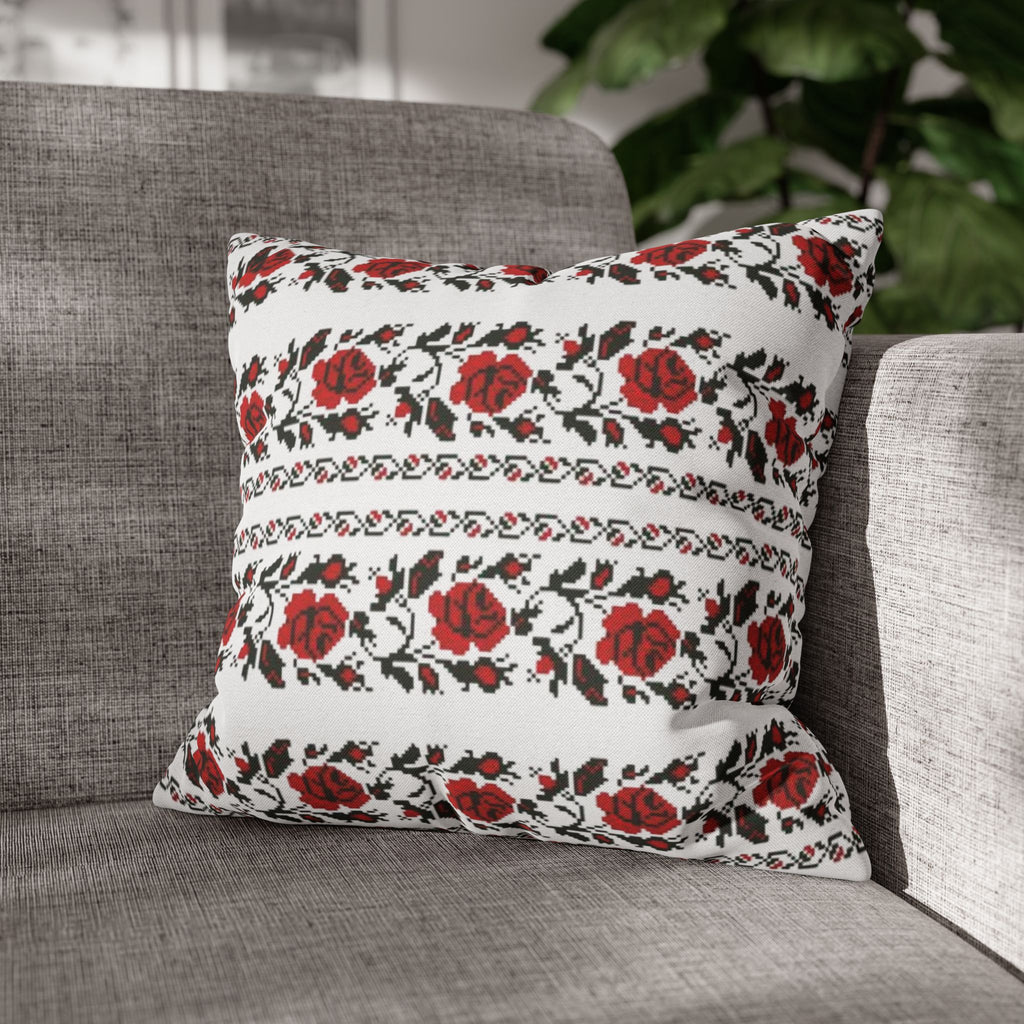 Ukrainian Red-Black Folk Pattern Pillowcase. Set 2-Pack Decorative Cushion Covers. Traditional Slavic Ornament. Boho Ethnic Home Decor Gift
