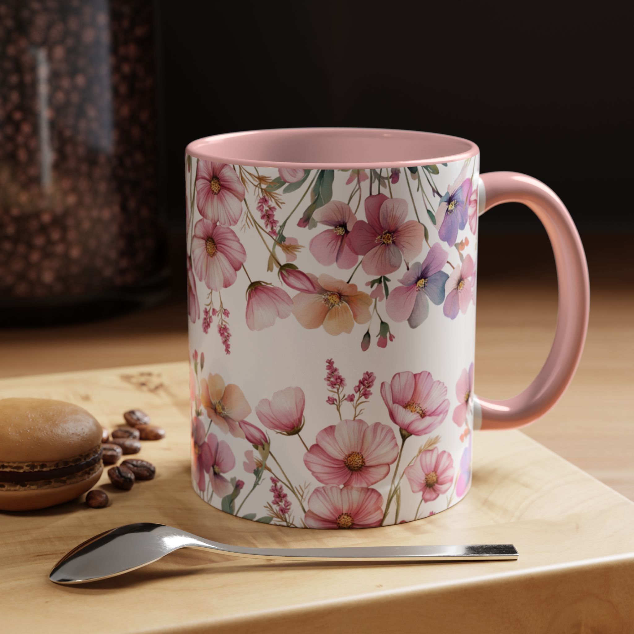 Watercolor Wildflower Accent Coffee Mug, Floral Field Flowers | 11oz 15oz