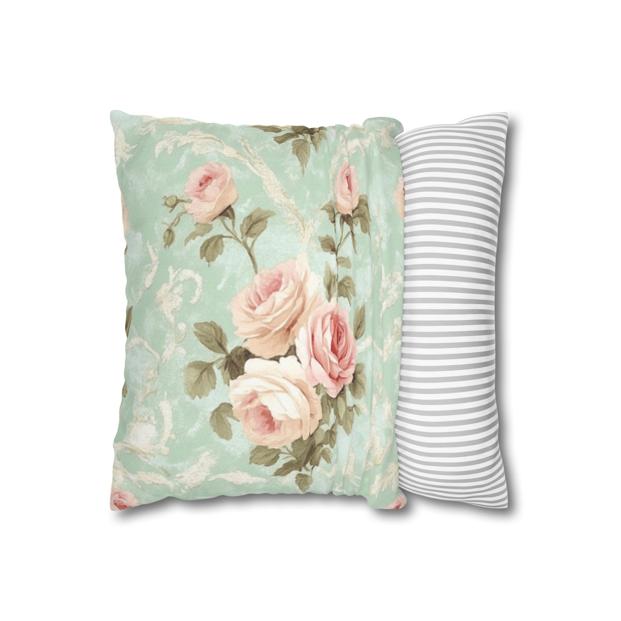 Vintage Pink Rose Pattern Pillowcase | Floral Throw Pillowcase