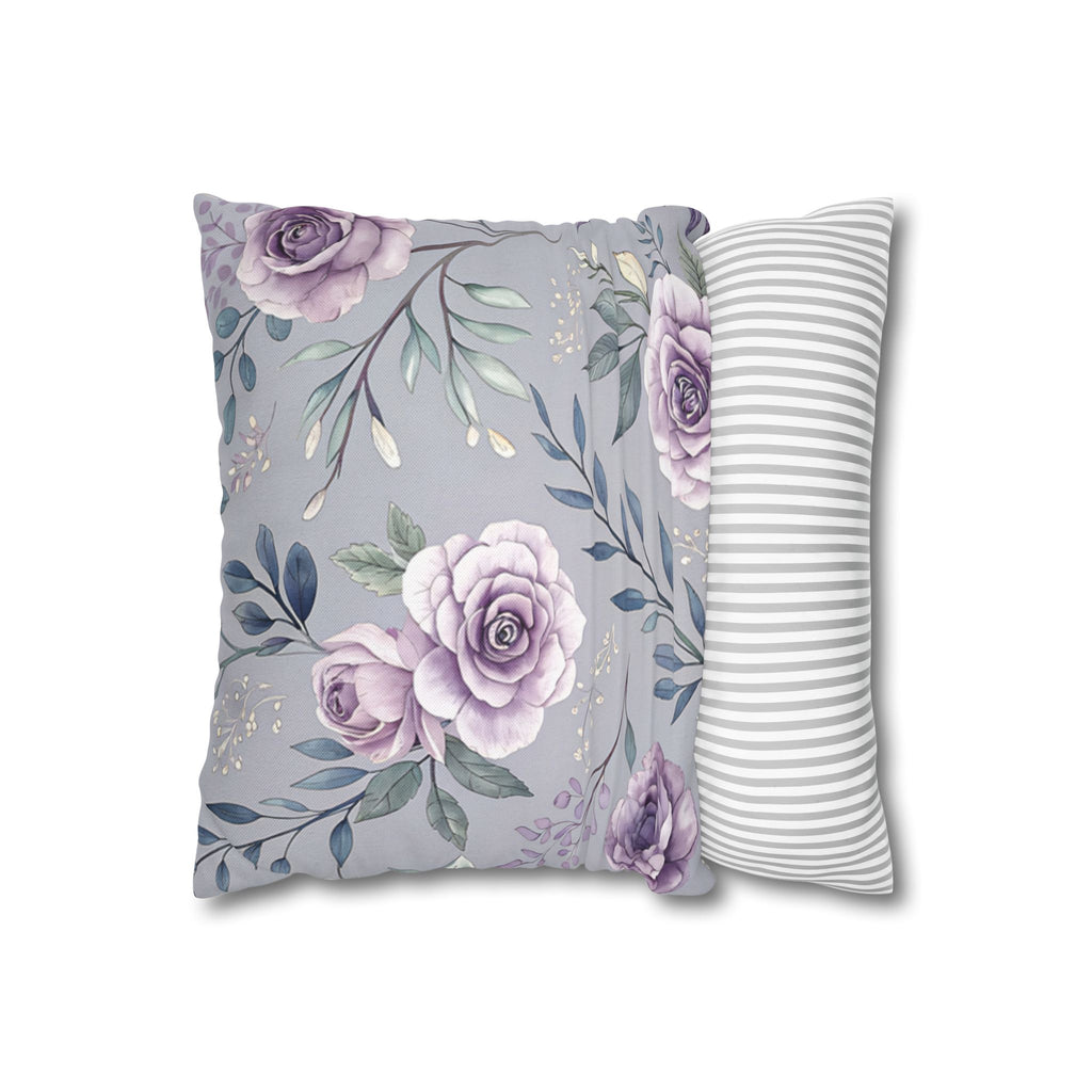 BLUESKYDEZIGN Purple Rose Floral Pillow Cover - Elegant Cottage Core Decor