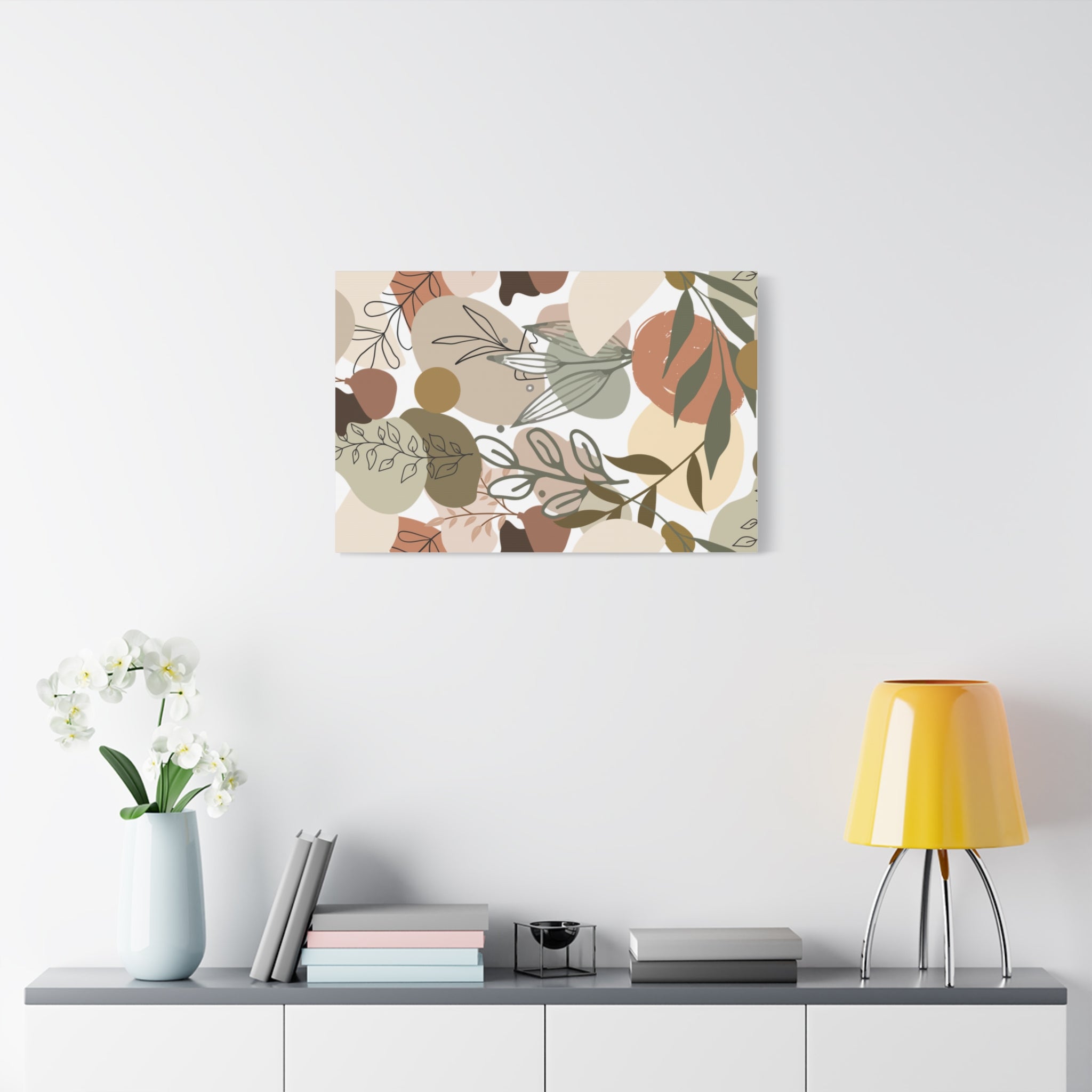 Abstract Modern Botanical Wall Art, Minimalist Line Art Canvas, Neutral Aesthetic Home Decor Print for Living Room or Bedroom, Matte Print, Stretched 1.25" Ready to Hang