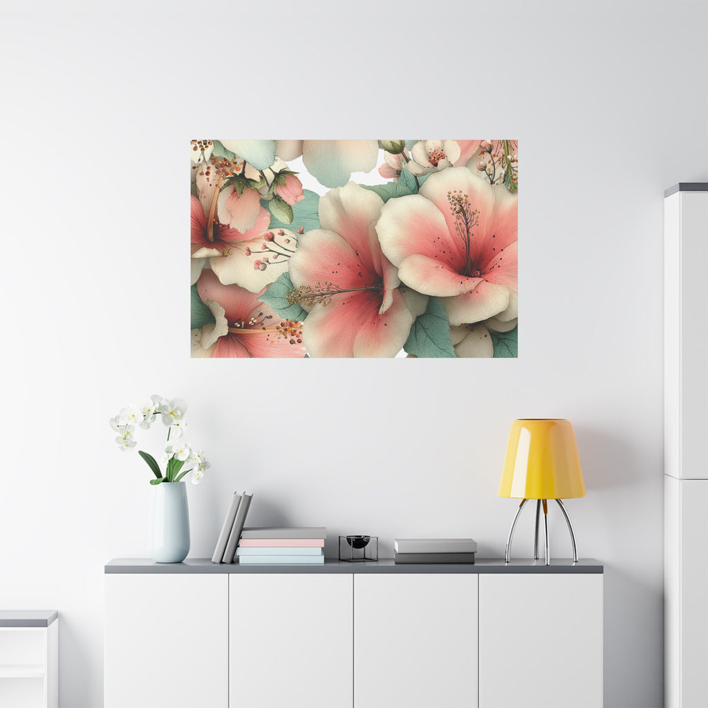 Pastel Floral Matte Canvas Wall Art, Soft Botanical Print, Modern Home Decor, Watercolor Flower Artwork, Stretched 1.25" Canvas