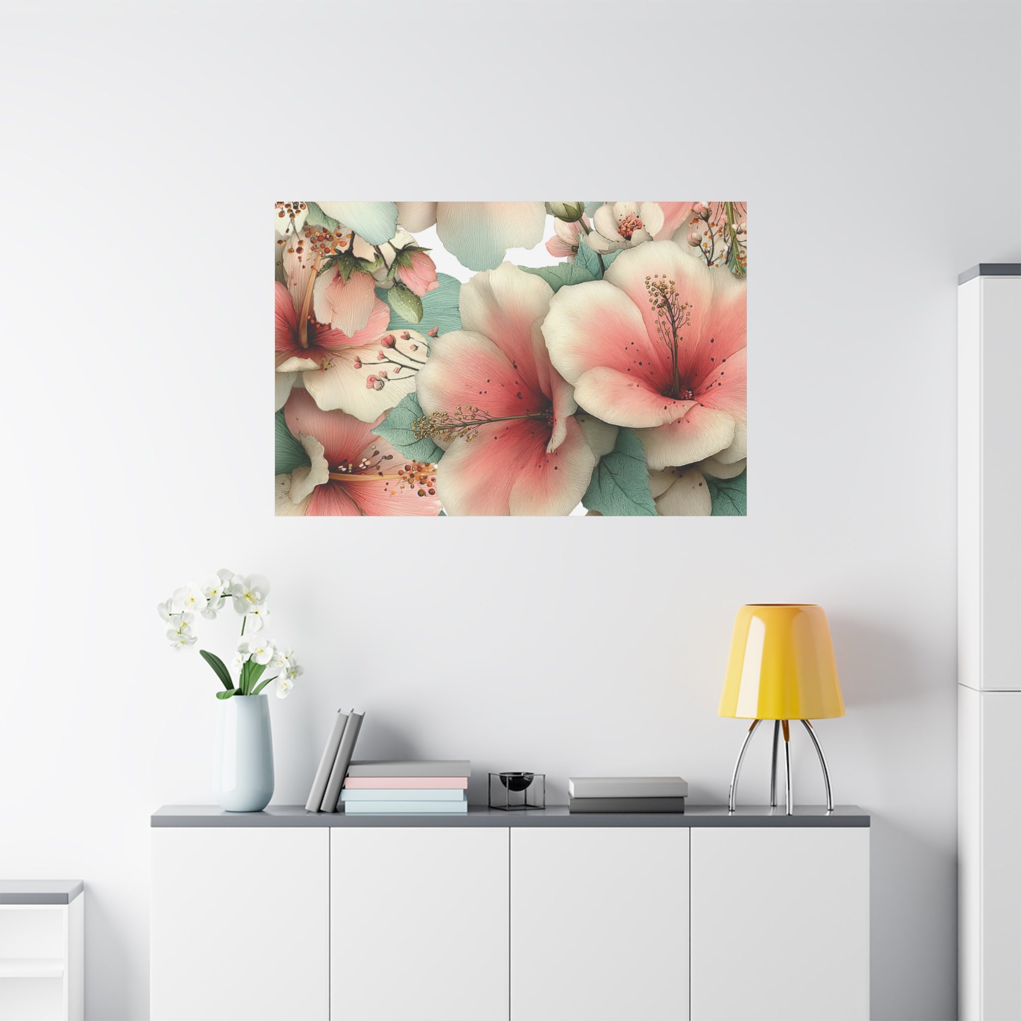 Pastel Floral Matte Canvas Wall Art, Soft Botanical Print, Modern Home Decor, Watercolor Flower Artwork, Stretched 1.25" Canvas