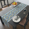 Ukrainian Folk Art Table Runner - Blue Indigo Pattern, Slavic Heritage Farmhouse Decor, Cotton or Polyester, Housewarming Gift