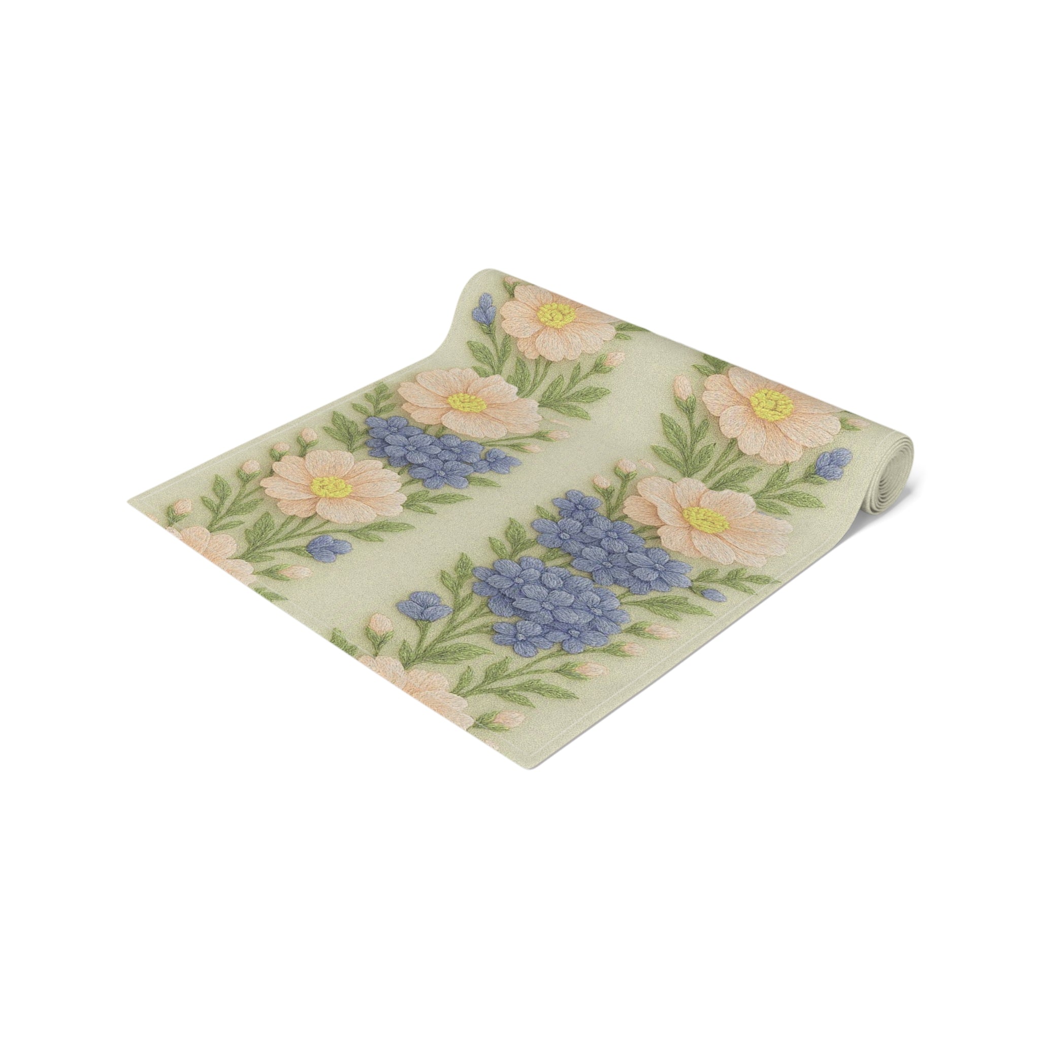 Floral Table Runner – Daisy & Hyacinth Cottagecore | Wooly Garden | BLUESKYDEZIGN