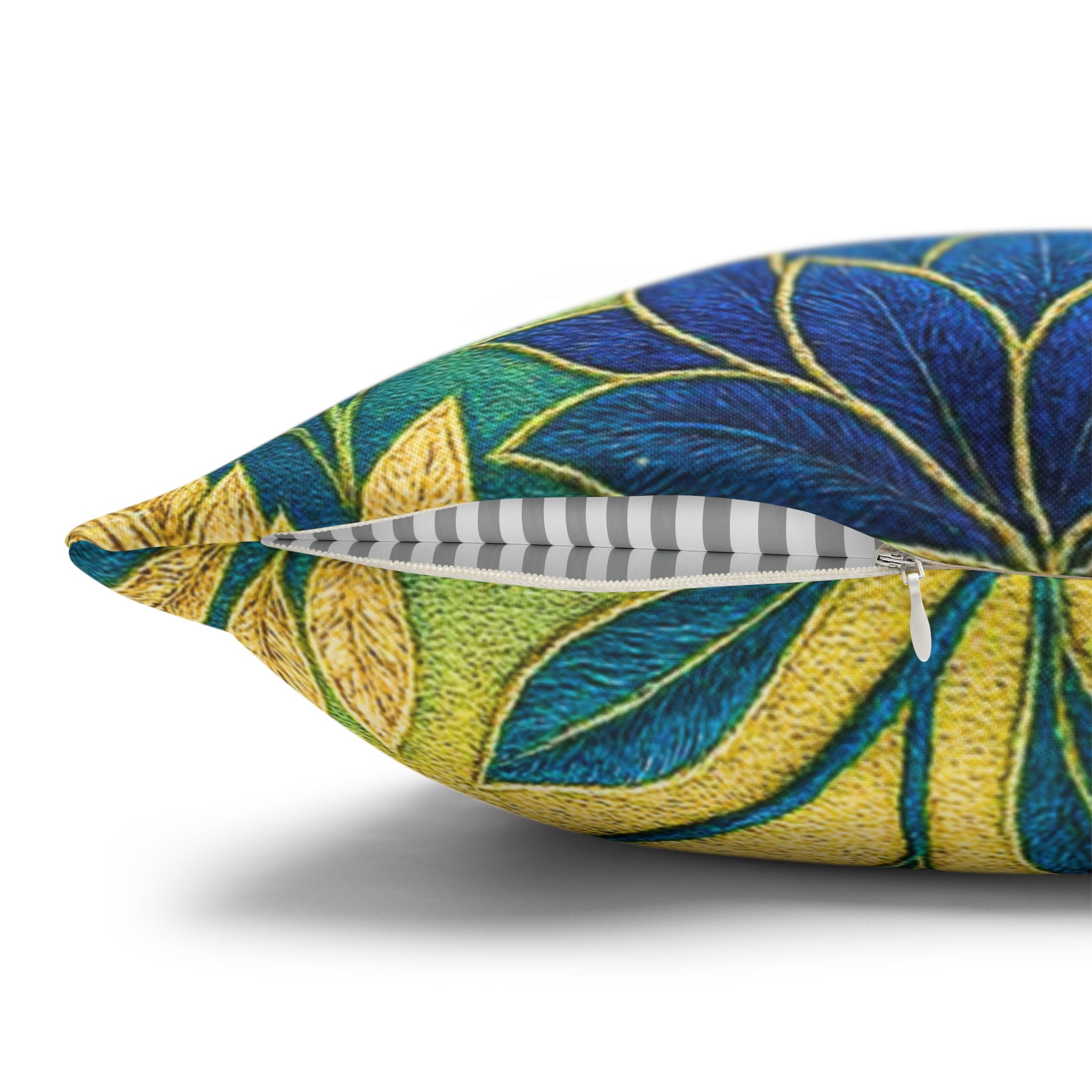 BLUESKYDEZIGN | Blue Lotus and Yellow Rose Pillow Cover | Ukrainian Bloom Collection | Botanical Floral Cushion | Home Decor Gift