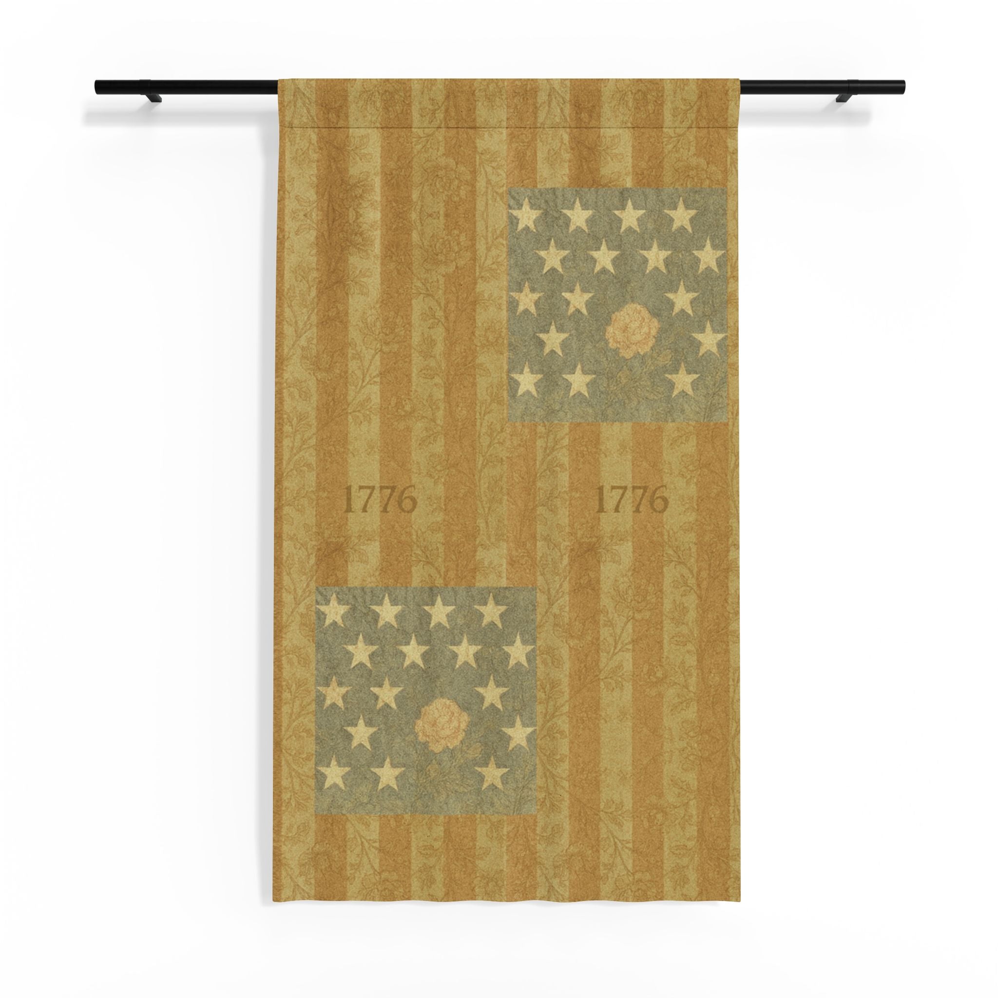 HERITAGE 1776 | 4th of July Decor Sheer Curtain, USA 250th Anniversary Vintage American Flag Window Panel, Patriotic Farmhouse Drapery | BLUESKYDEZIGN