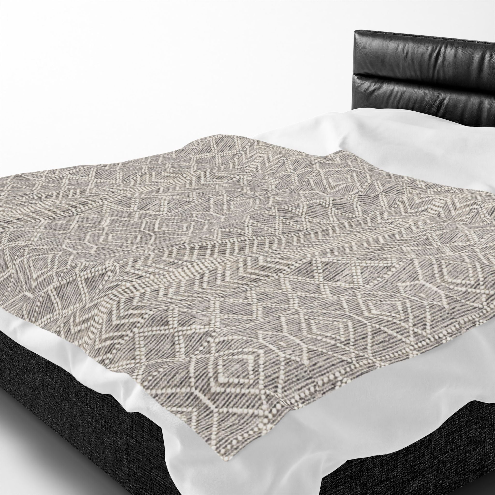 Sand & Stone Diamond Weave Velveteen Blanket | Farmhouse Heritage Ivory Throw