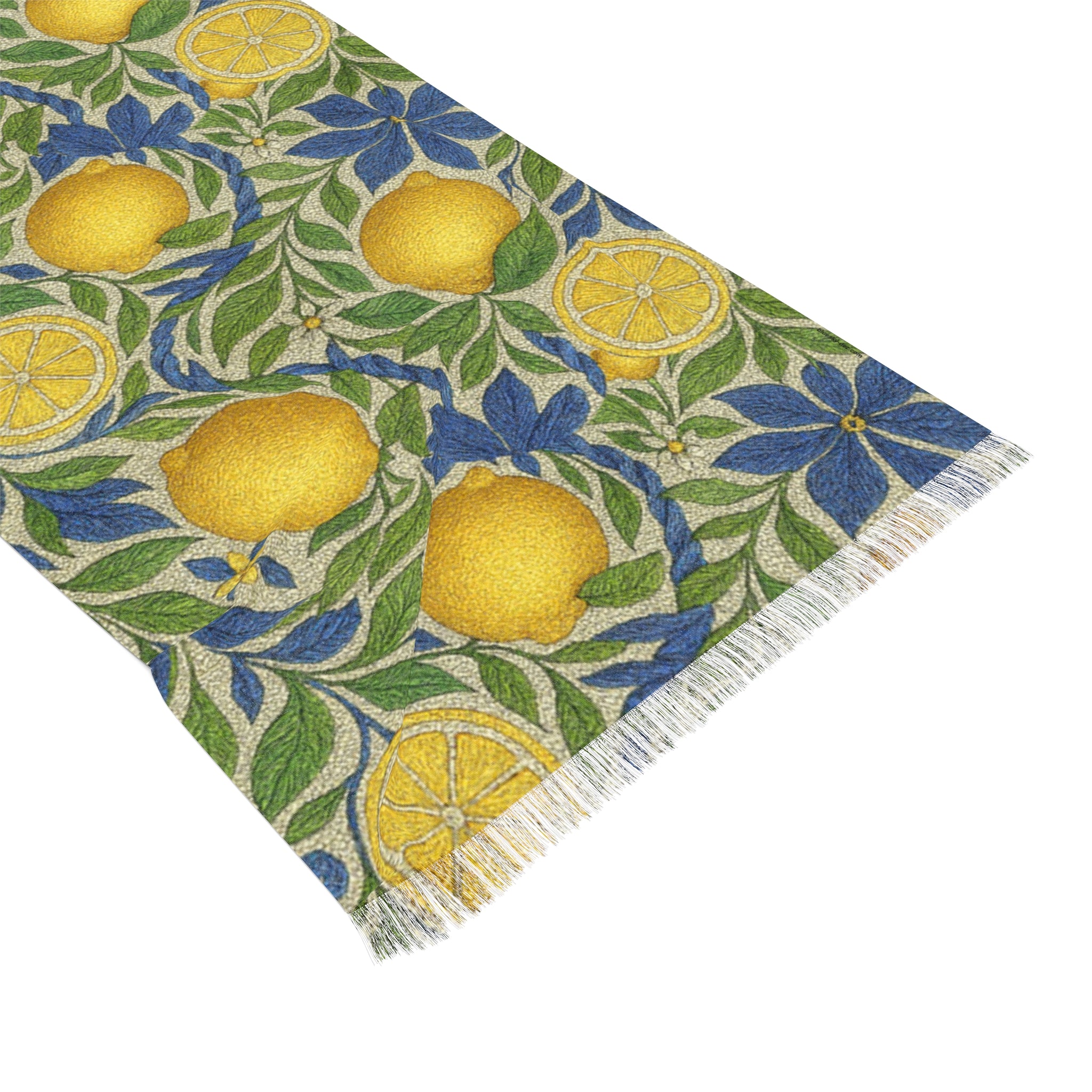 Citrus Riviera Lemon Blossom Scarf – Mediterranean Floral Lightweight Wrap, Shawl & Beach Sarong 27”×71”