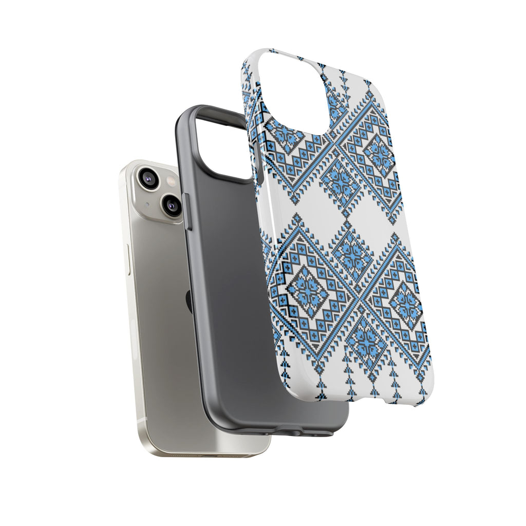Blue Ukrainian traditional  Geometric Folk Pattern phone case, Tough Cases