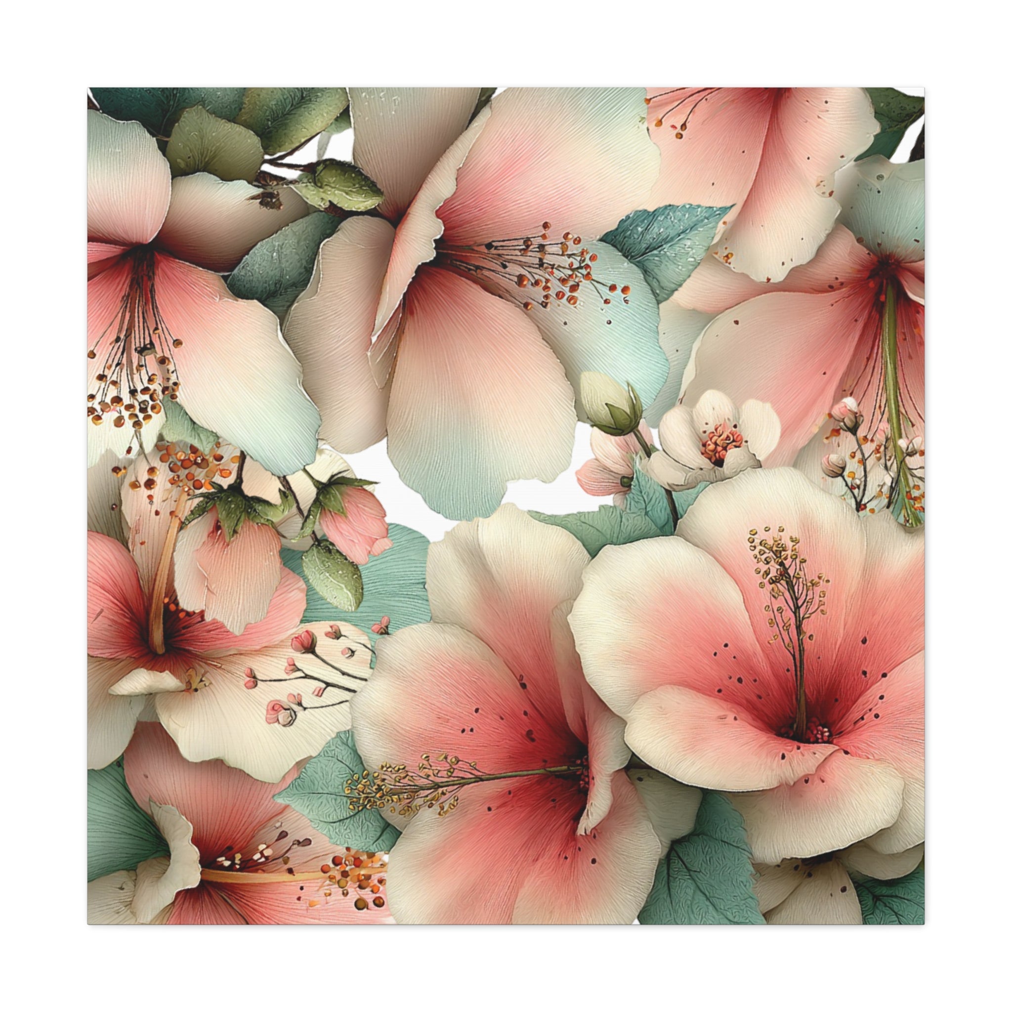 Pastel Floral Matte Canvas Wall Art, Soft Botanical Print, Modern Home Decor, Watercolor Flower Artwork, Stretched 1.25" Canvas