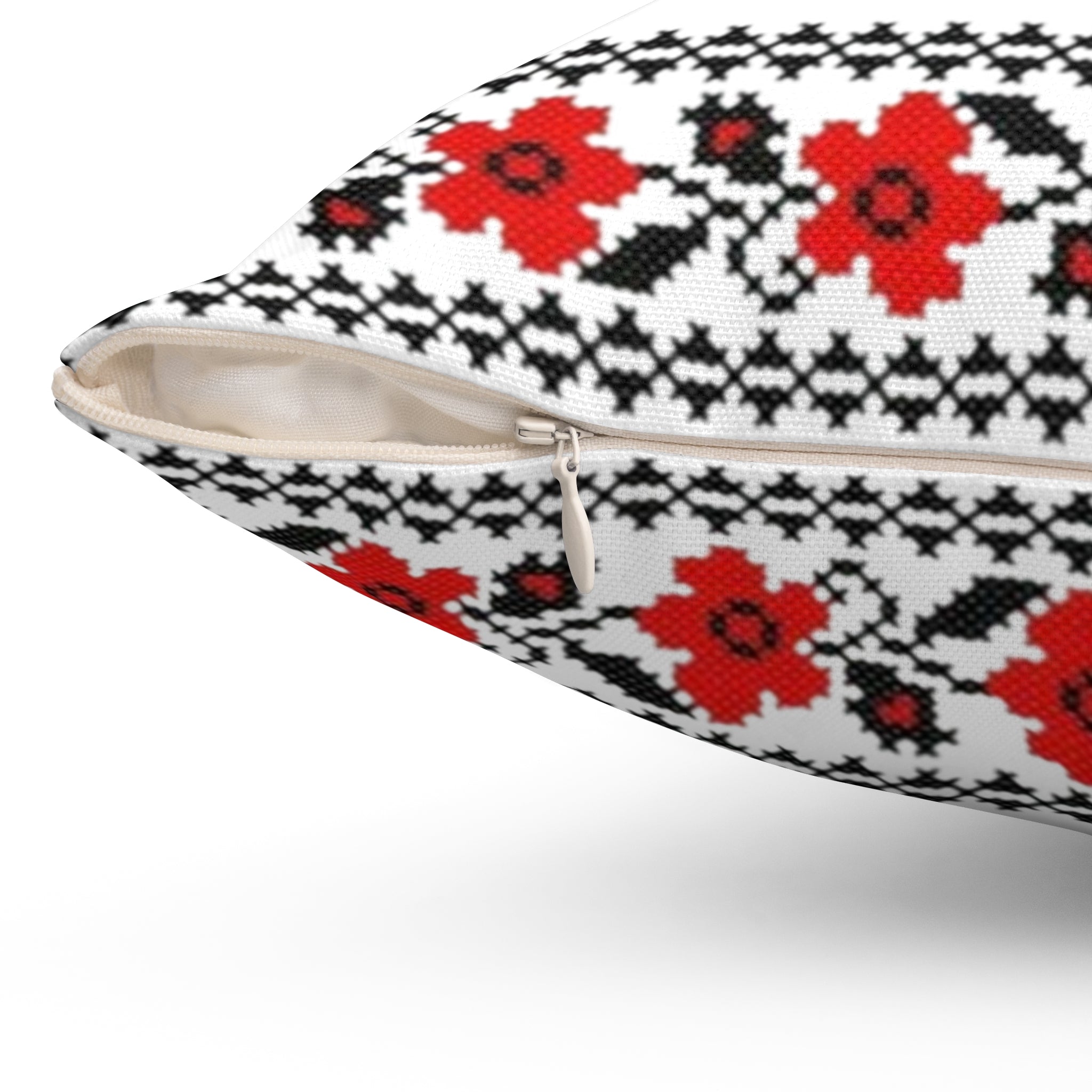BLUESKYDEZIGN Ukrainian Red Black Folk Embroidery Pillow - Heritage Decor