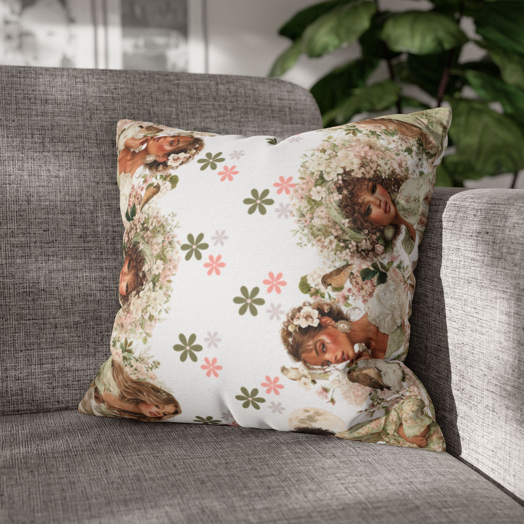 Afrocentric Floral Pillowcase 1piece, Artistic Women Illustration Cushion Covers, 4 Sizes, Modern Boho Throw Pillow Case, Art Decor