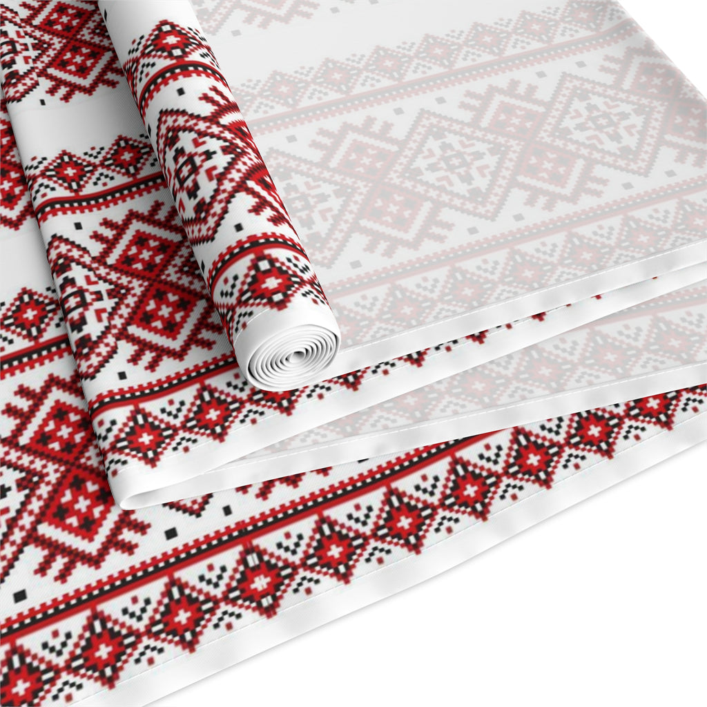 BLUESKYDEZIGN Ukrainian Folk Art Table Runner - Red Black Embroidery Pattern