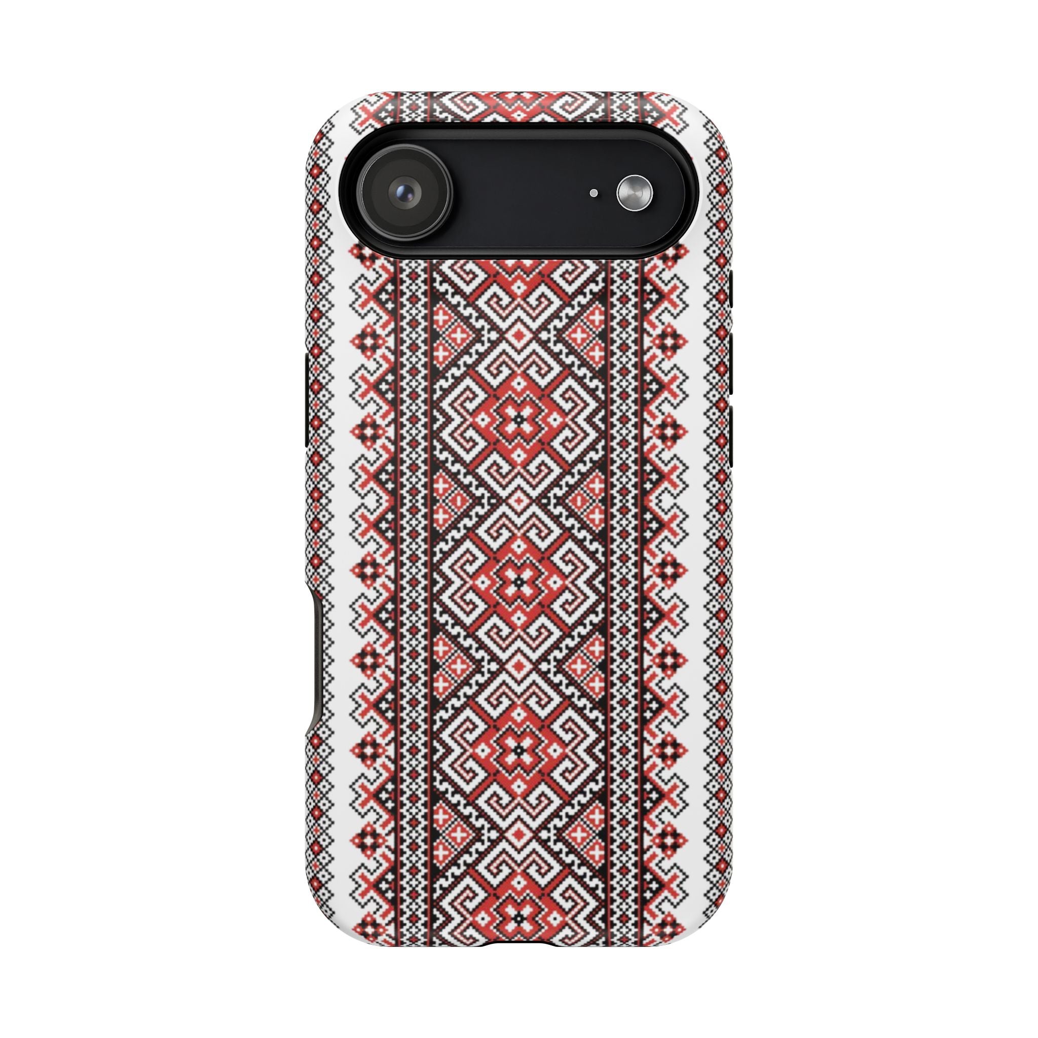 Traditional Ukrainian Red-Black Pattern Phone Case | Magnetic Impact-Resistant Case