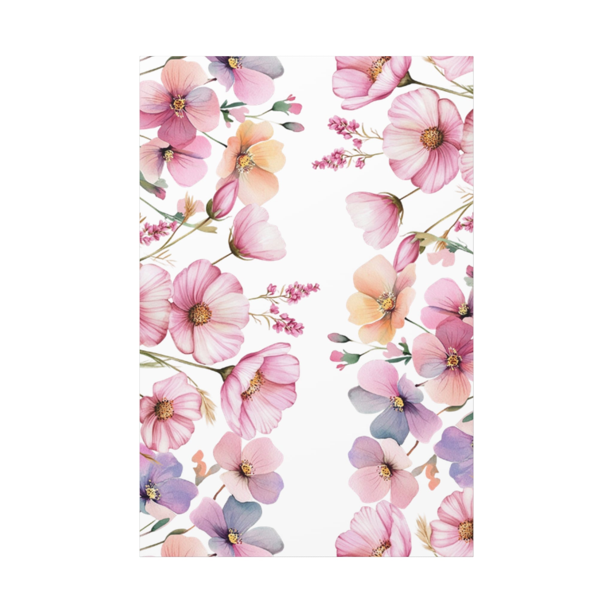 Pastel Floral Matte Canvas Wall Art, Soft Botanical Print, Modern Home Decor, Watercolor Flower Artwork, Stretched 1.25" Canvas