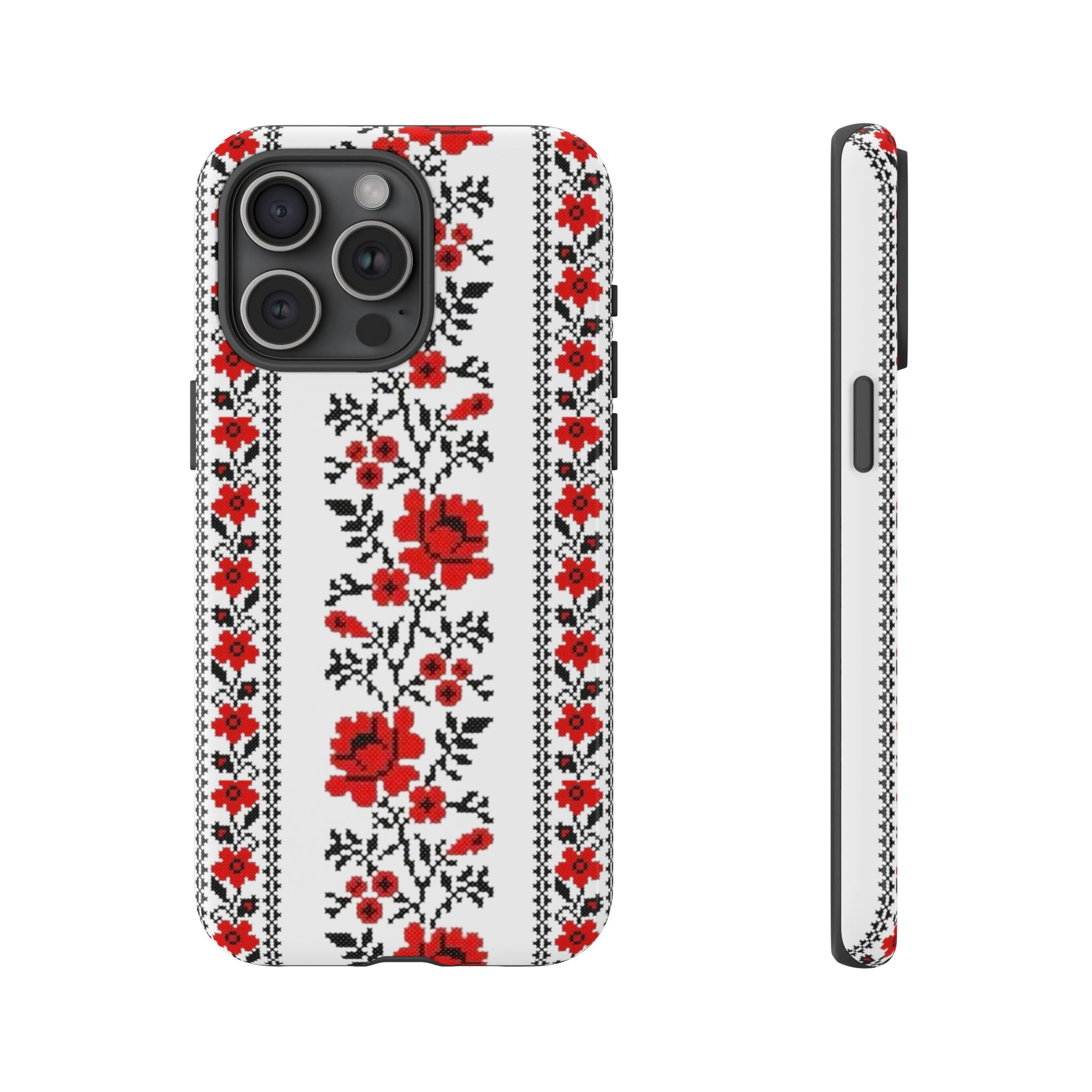 Ukrainian Embroidery iPhone Case  Red Black Traditional Pattern Protective Phone Cover